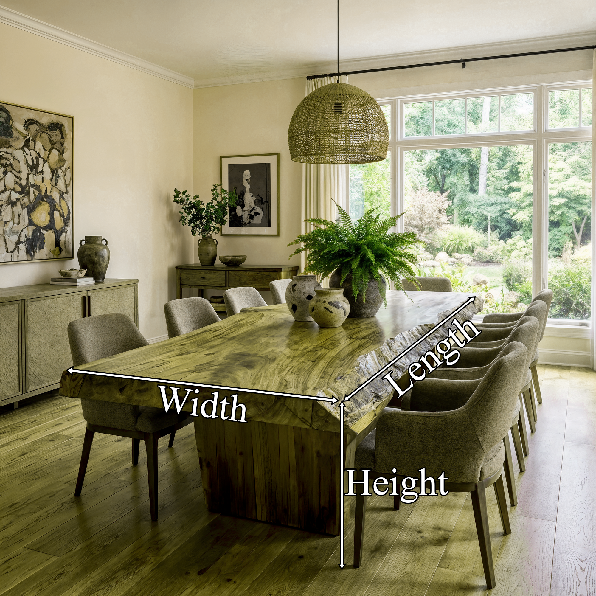 Mid Century Live Edge Table Dining Room SINLKIDT081