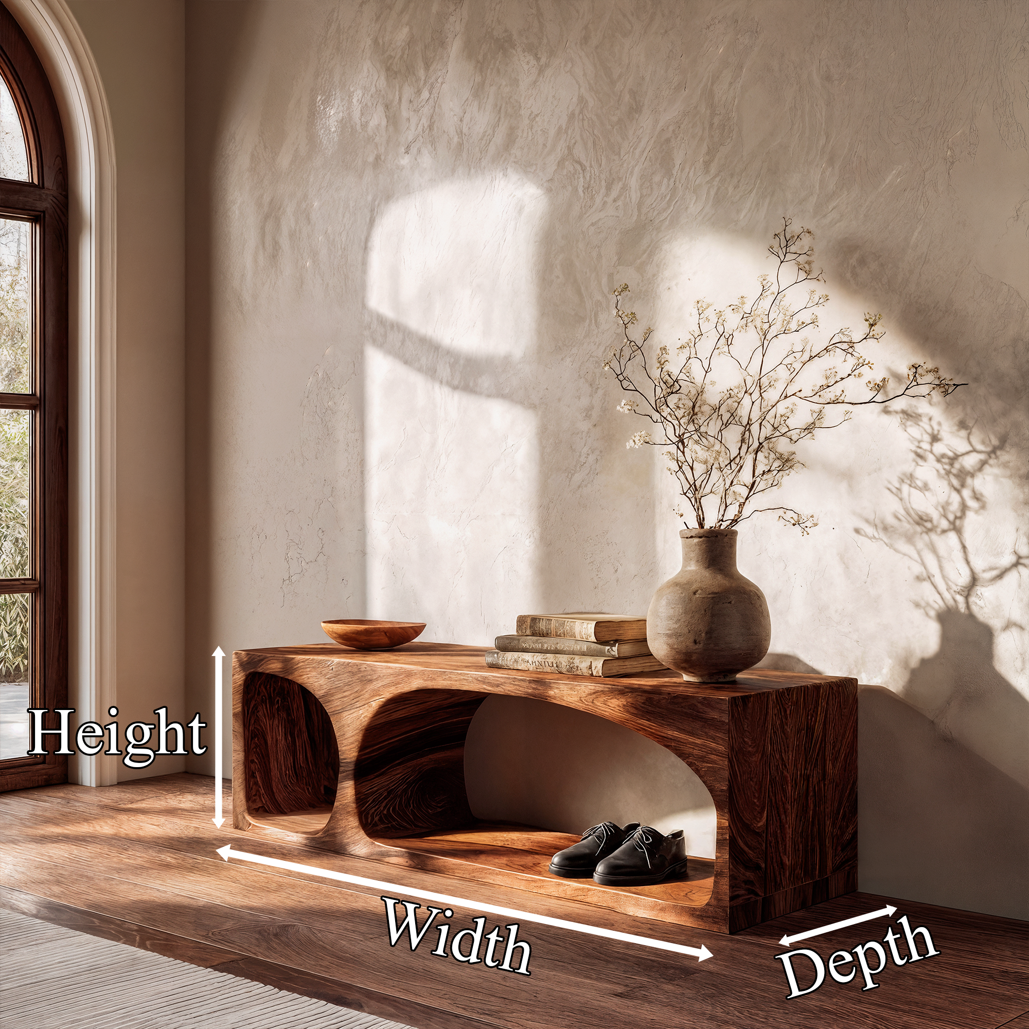Organic Wooden Shoe Bench For Entryway And Hallway SINLKIRS102