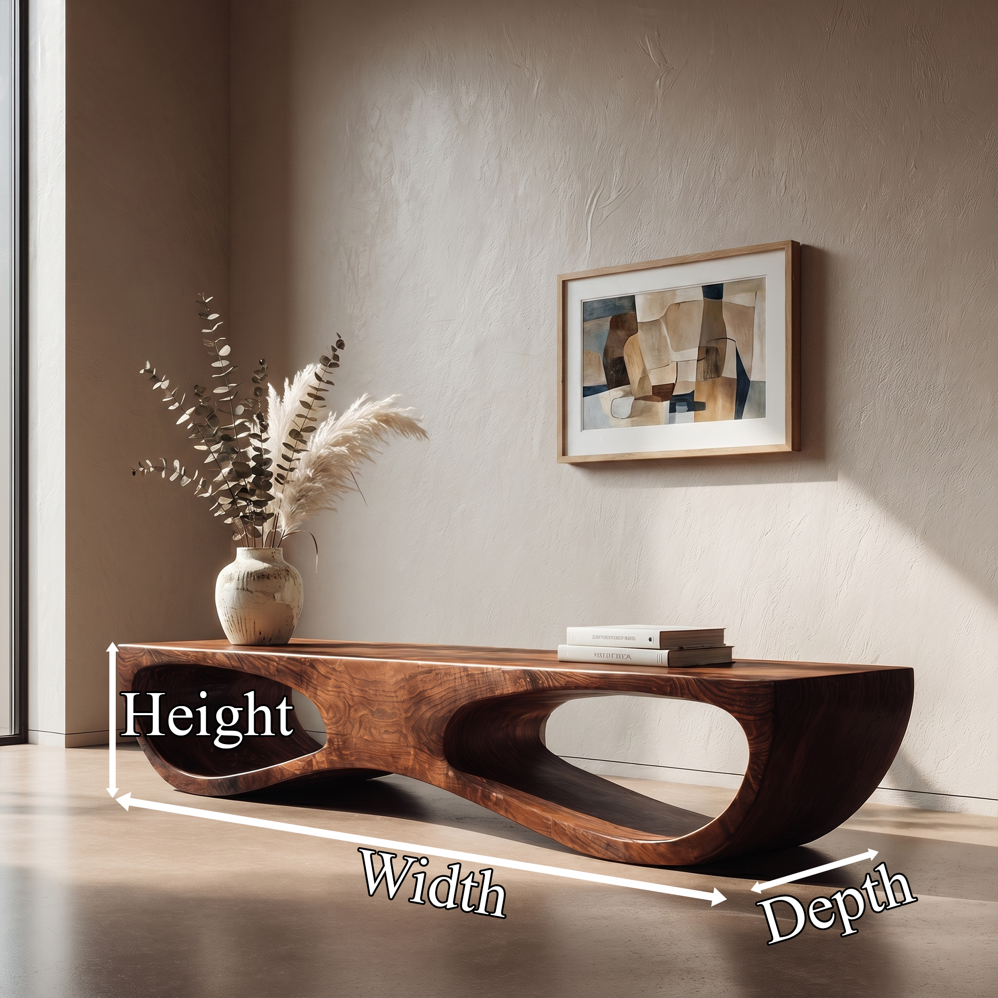 Sculptural Organic Wooden Bench For Entryway Hallway And Living Room SINLKIRS103