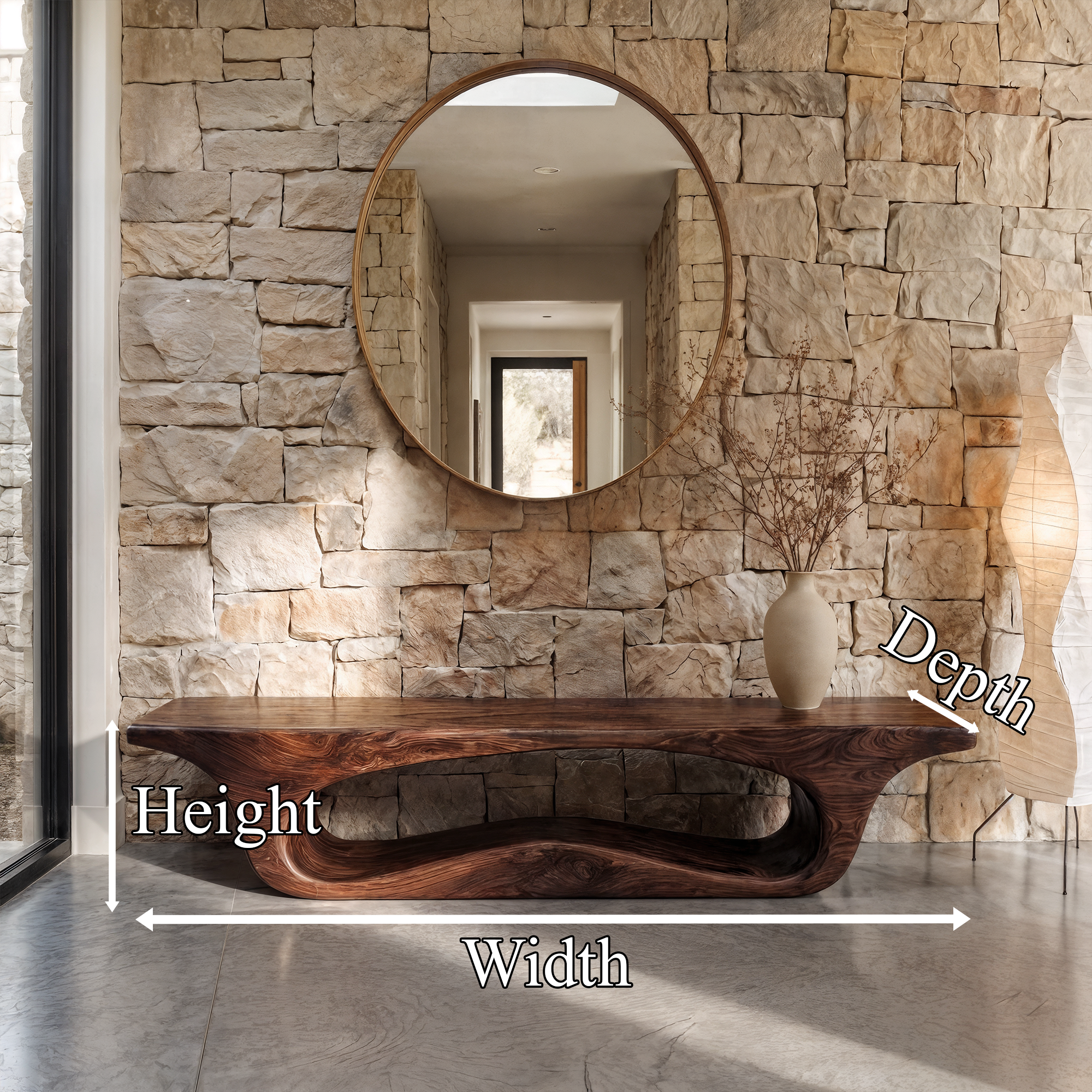 Modern Sculptural Bench For Entryway Or Living Room SINLKIRS104