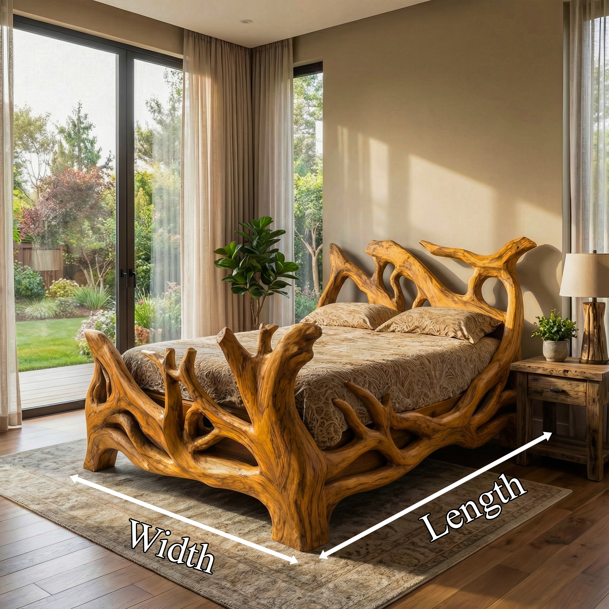 Rustic Organic Live Edge Platform Bed Frame For Bedroom And Guest Room Space SINLKIWB116