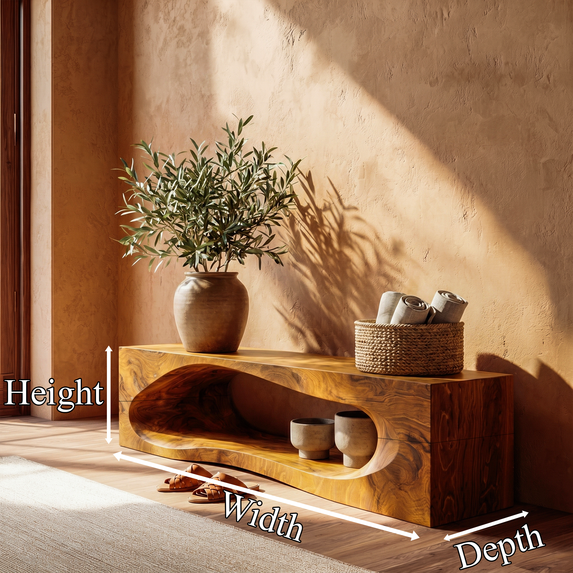 Rustic Bench With Built In Storage Shelf For Entryway SINLKIRS109