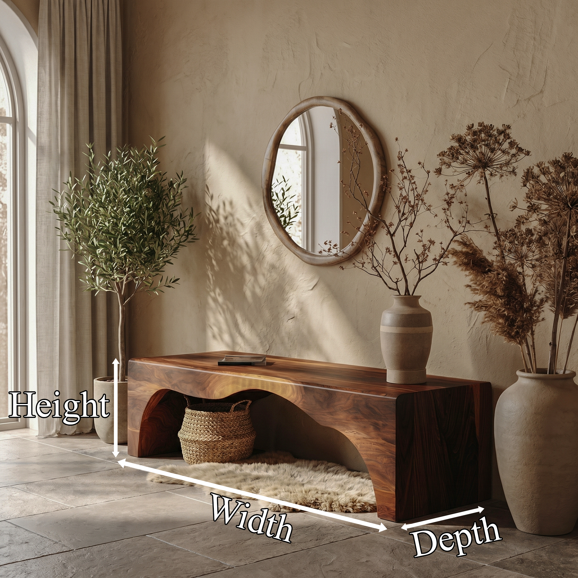 Rustic Live Edge Wooden Bench With Open Storage Shelf For Entryway SINLKIRS110