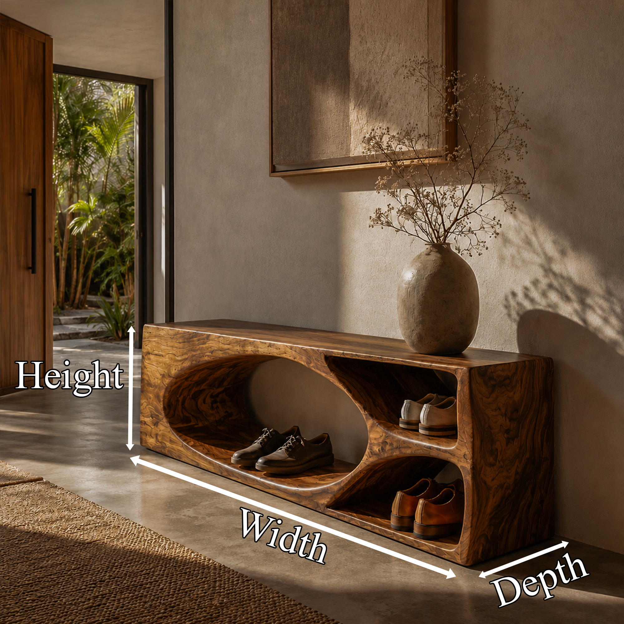 Rustic Bench With Built In Shoe Storage Shelf For Entryway SINLKIRS118