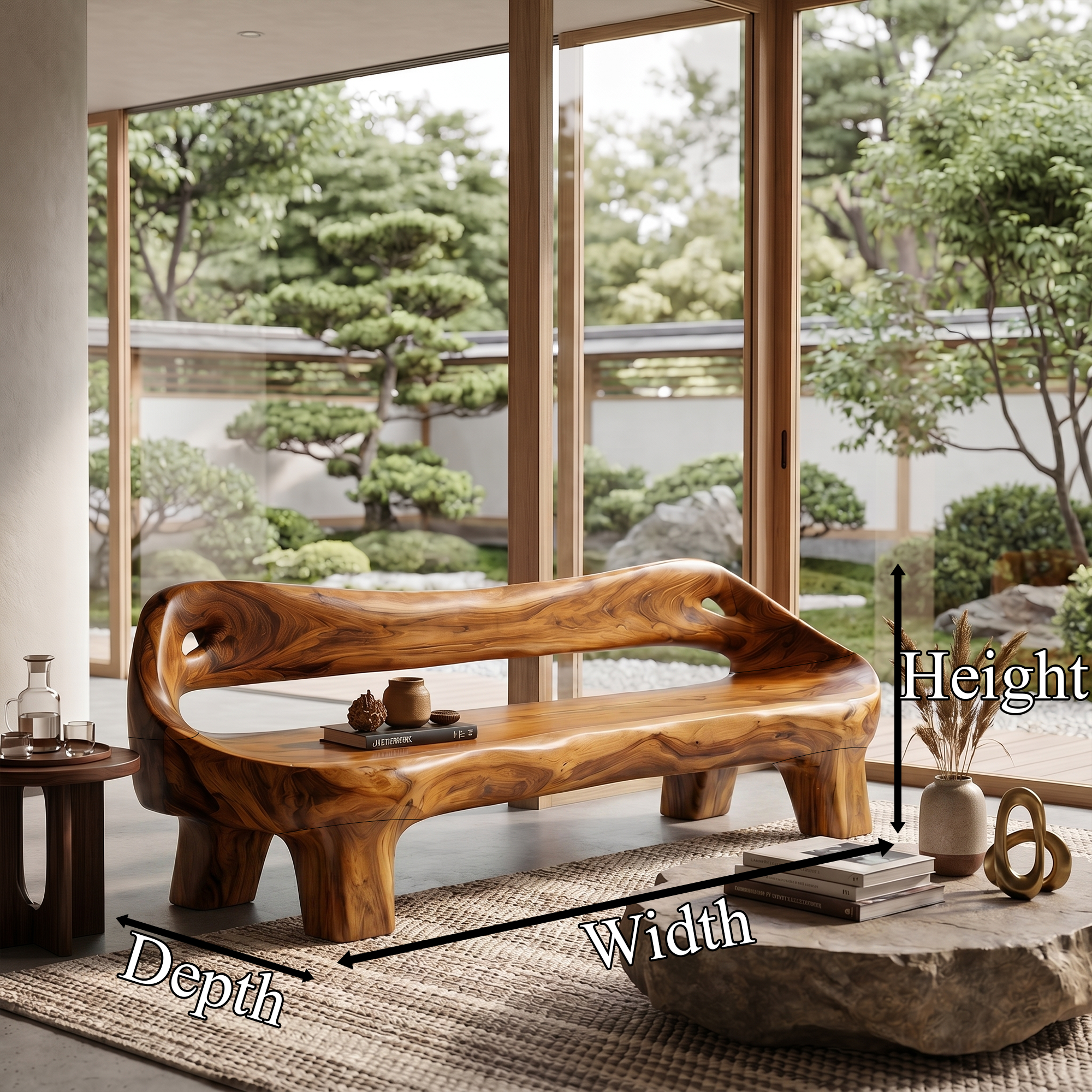 Organic Sculptural Sofa Frame With Curved Solid Wood Design For Living Room SINLKISF016