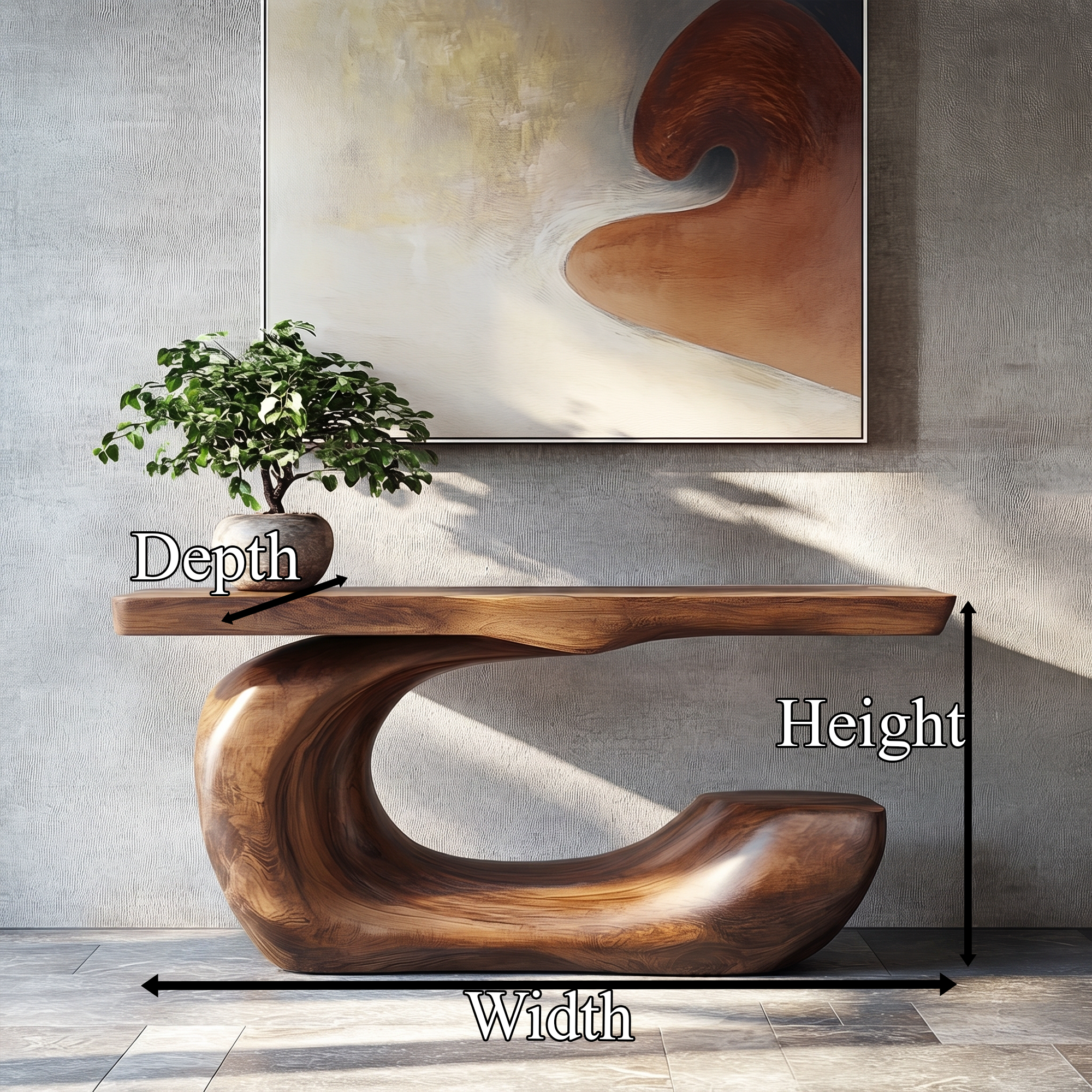 Artistic Abstract Sculptural Console Table For Entryway And Living Room Space SINLKICS566