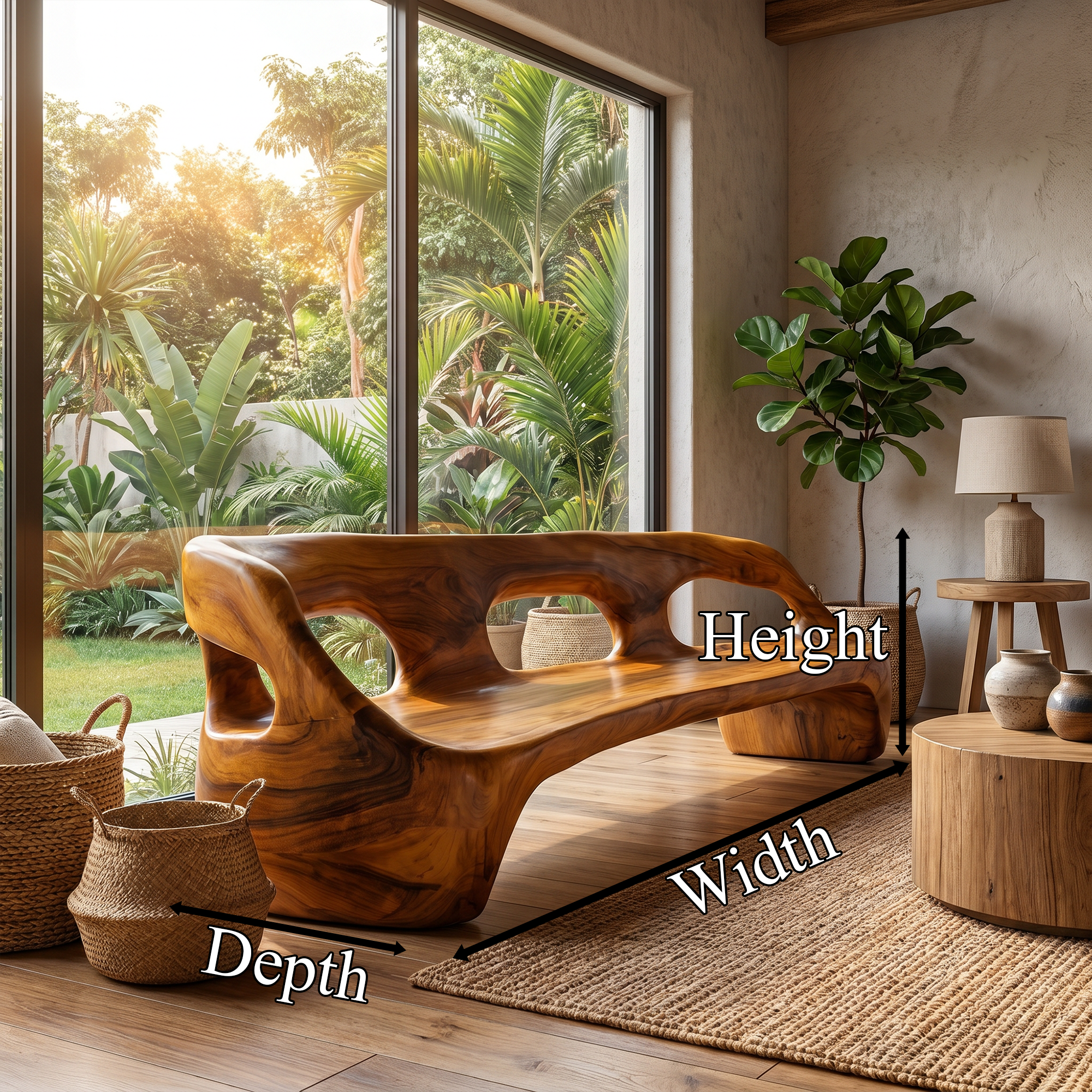 Contemporary Sculptural Sofa Frame With Curved Solid Wood Design For Living Room SINLKISF018