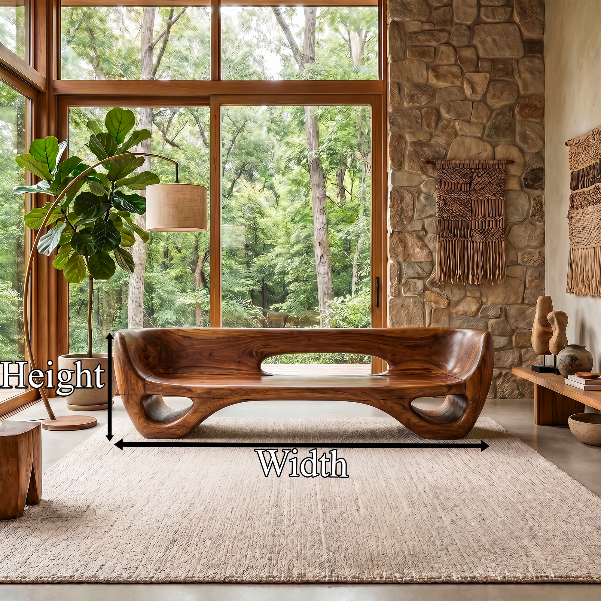 Rustic Organic Sofa Frame With Sculptural Open Base And Solid Wood Design For Living Room SINLKISF022