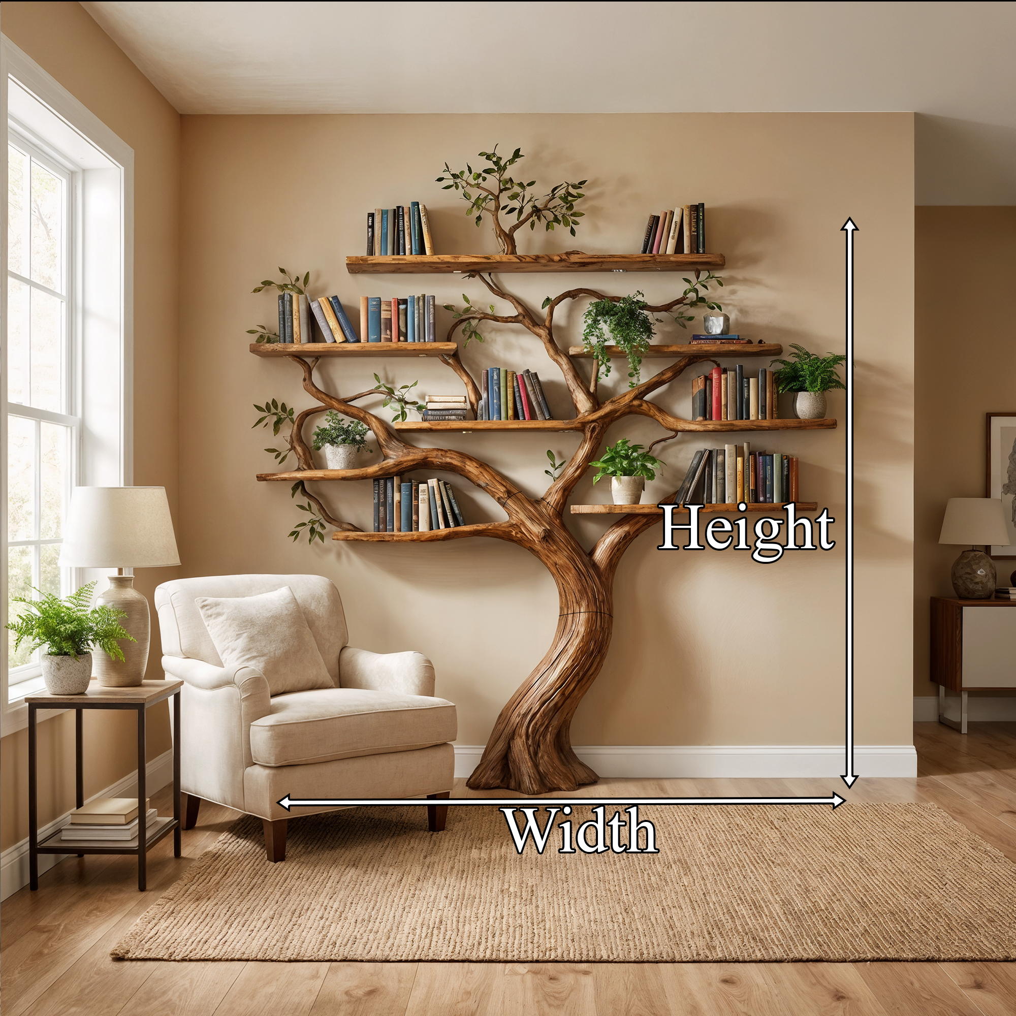 Organic Modern Large Tree Bookshelf For Home SINLKITB675