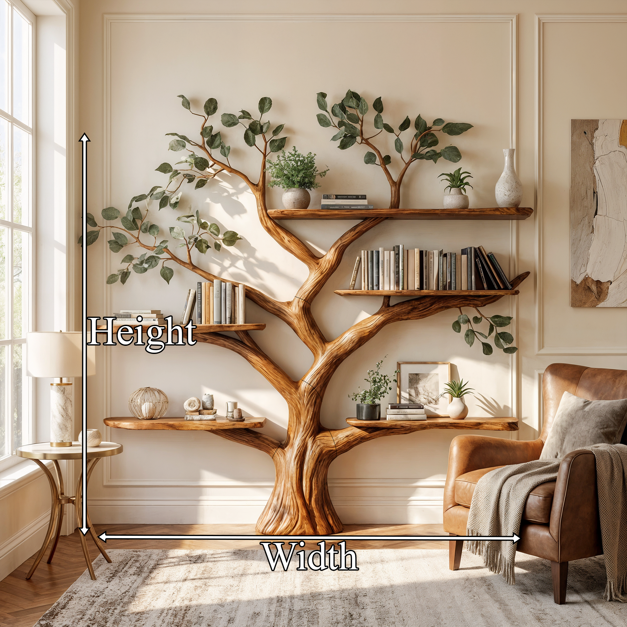 Handcrafted Tree Bookshelf Wall-Mounted Furniture Living Room SINLKITB535