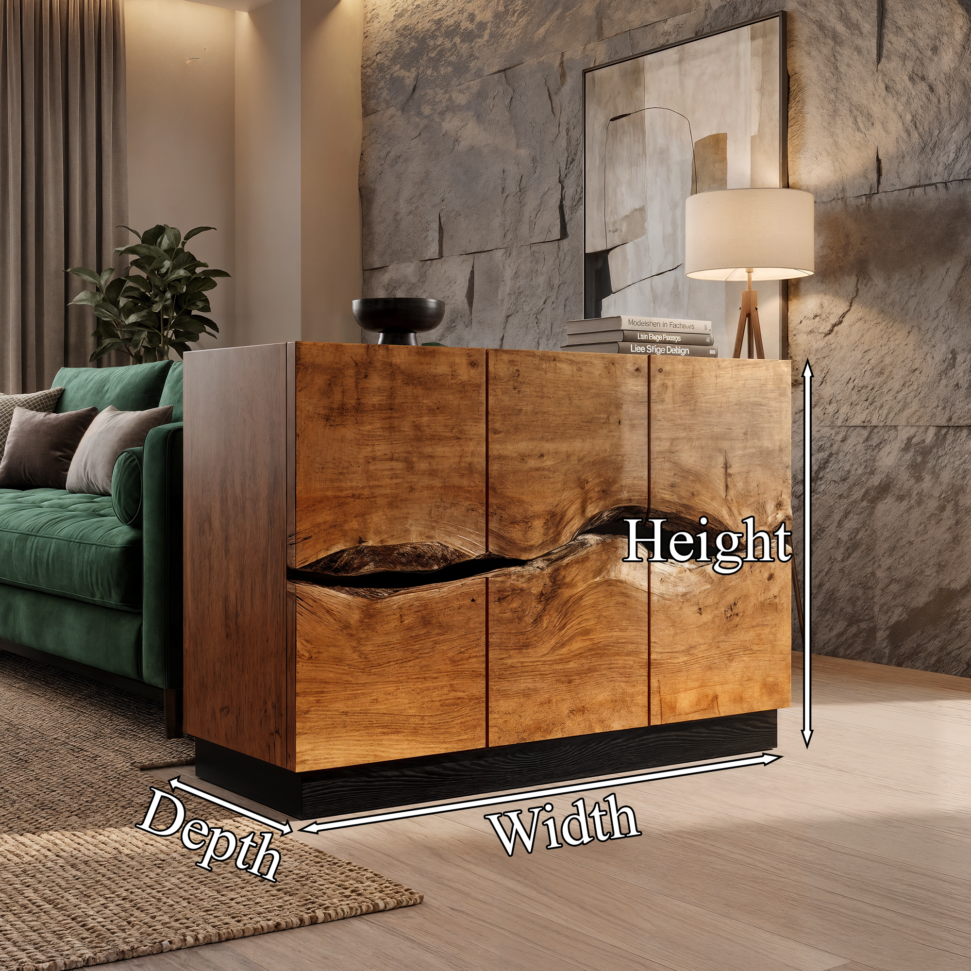 Modern Storage Cabinet With Artistic Carved Wood Doors For Entryway SINLKISC539
