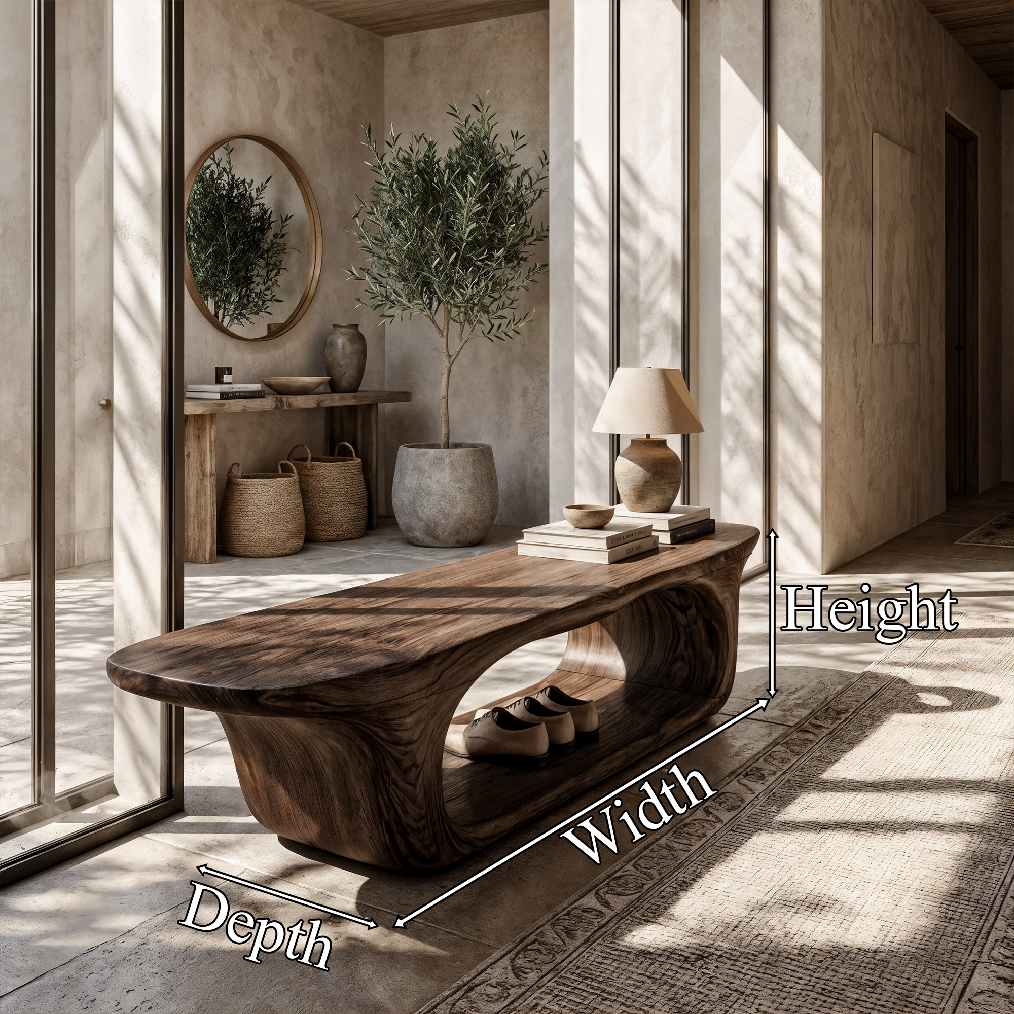 Rustic Modern Wood Shoe Rack Bench Entrance SINLKISB056