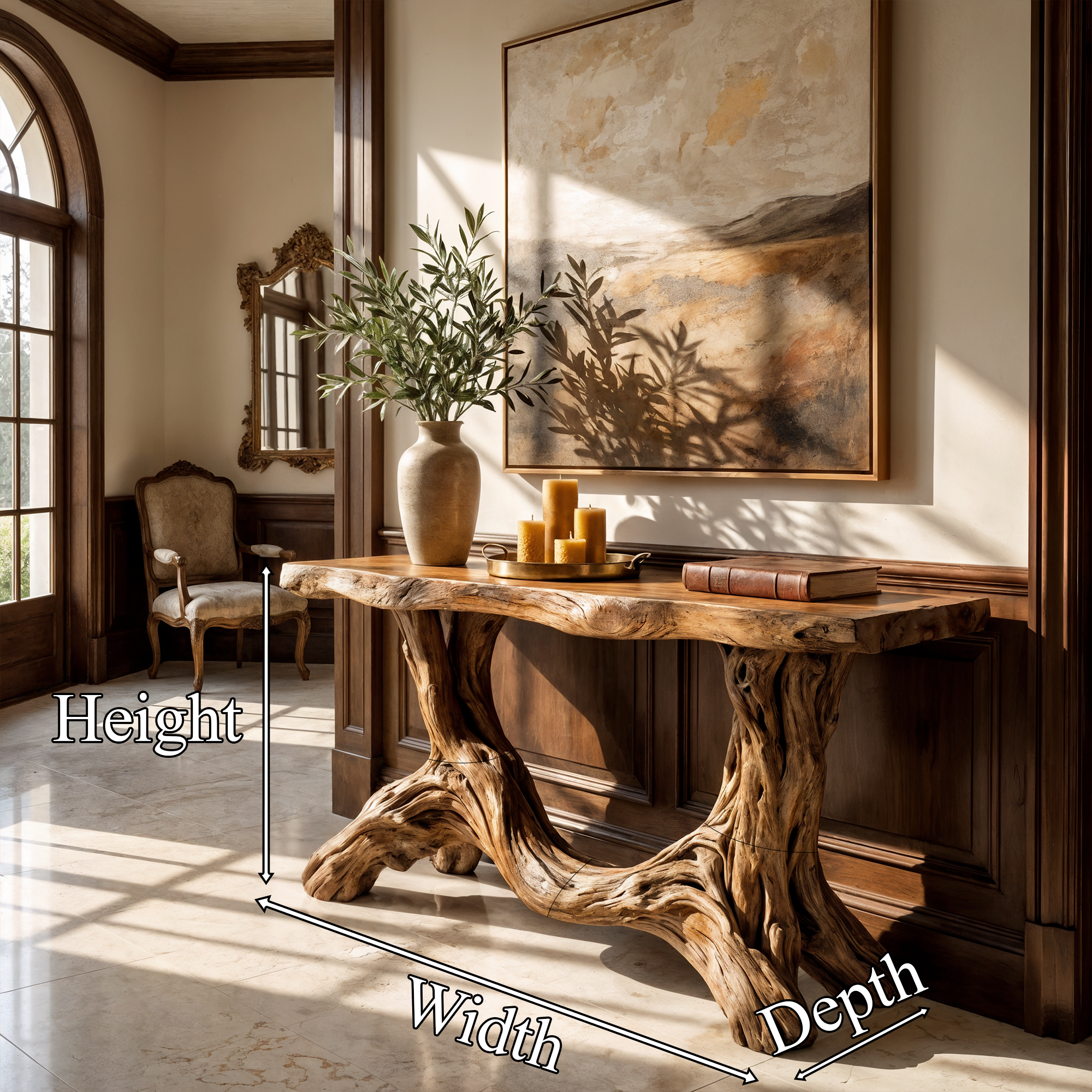 Sculptural Single Pedestal Console Table Handmade Statement Furniture For Living Room Decor SINLKICS478