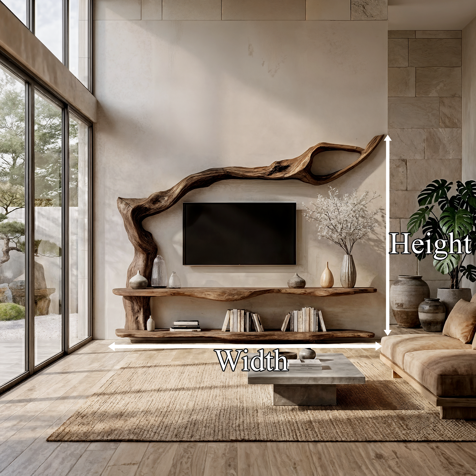 Contemporary TV Cabinet With Sculptural Tree Inspired Base For Living Room SINLKITC077