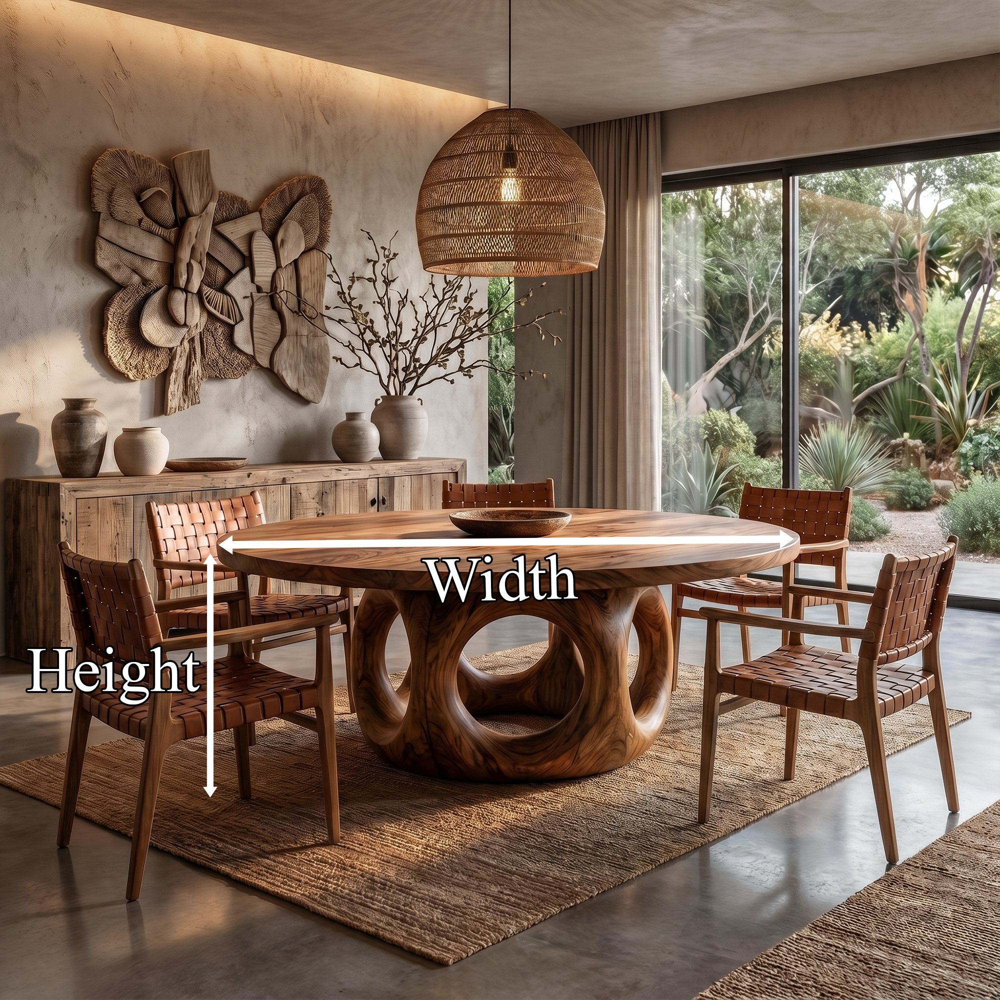 Handcrafted Round Dining Table Nature Inspired Design For Dining Room SINLKIDT203
