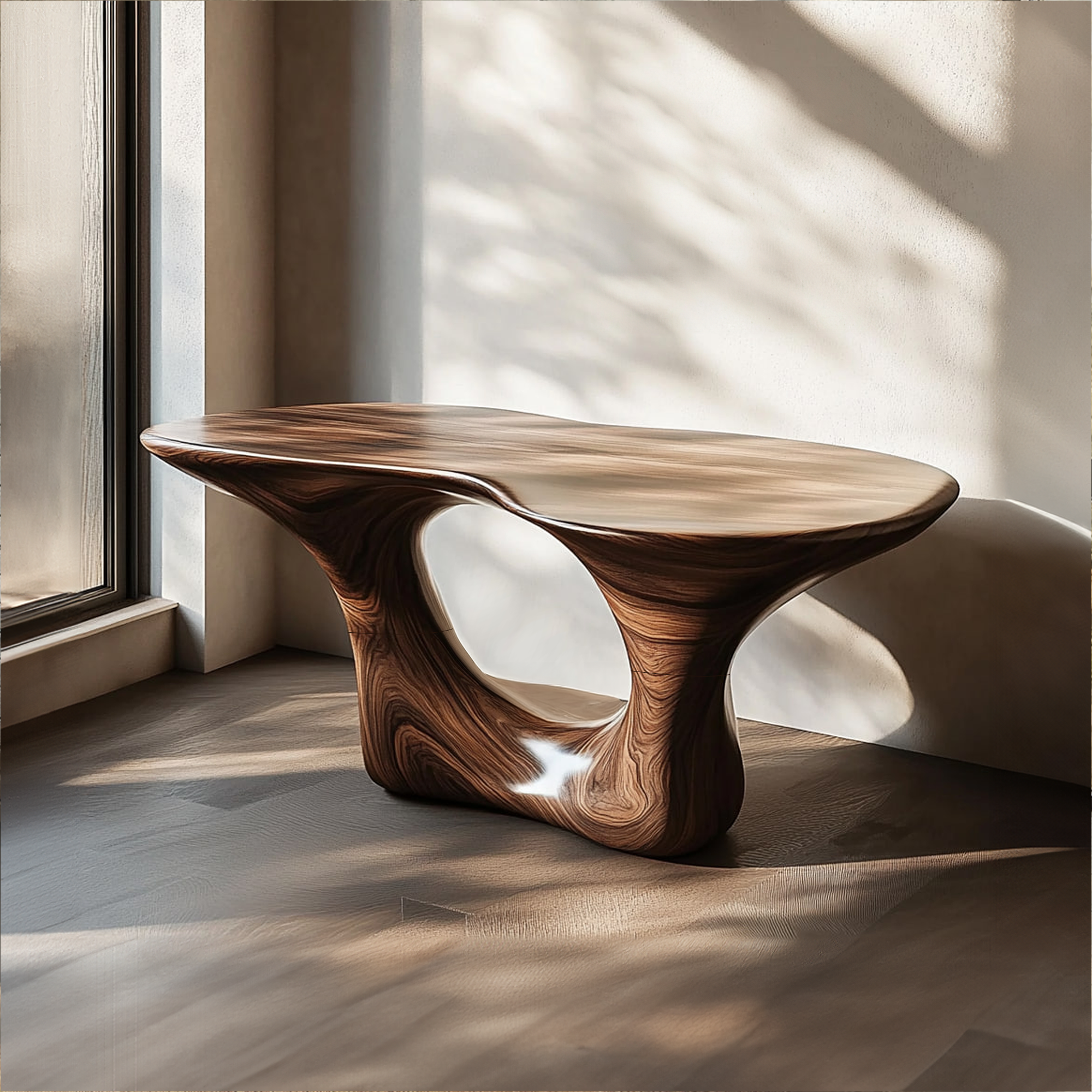 Rustic Console Table Solid Wood Curved Base Living Room SINLKICS317