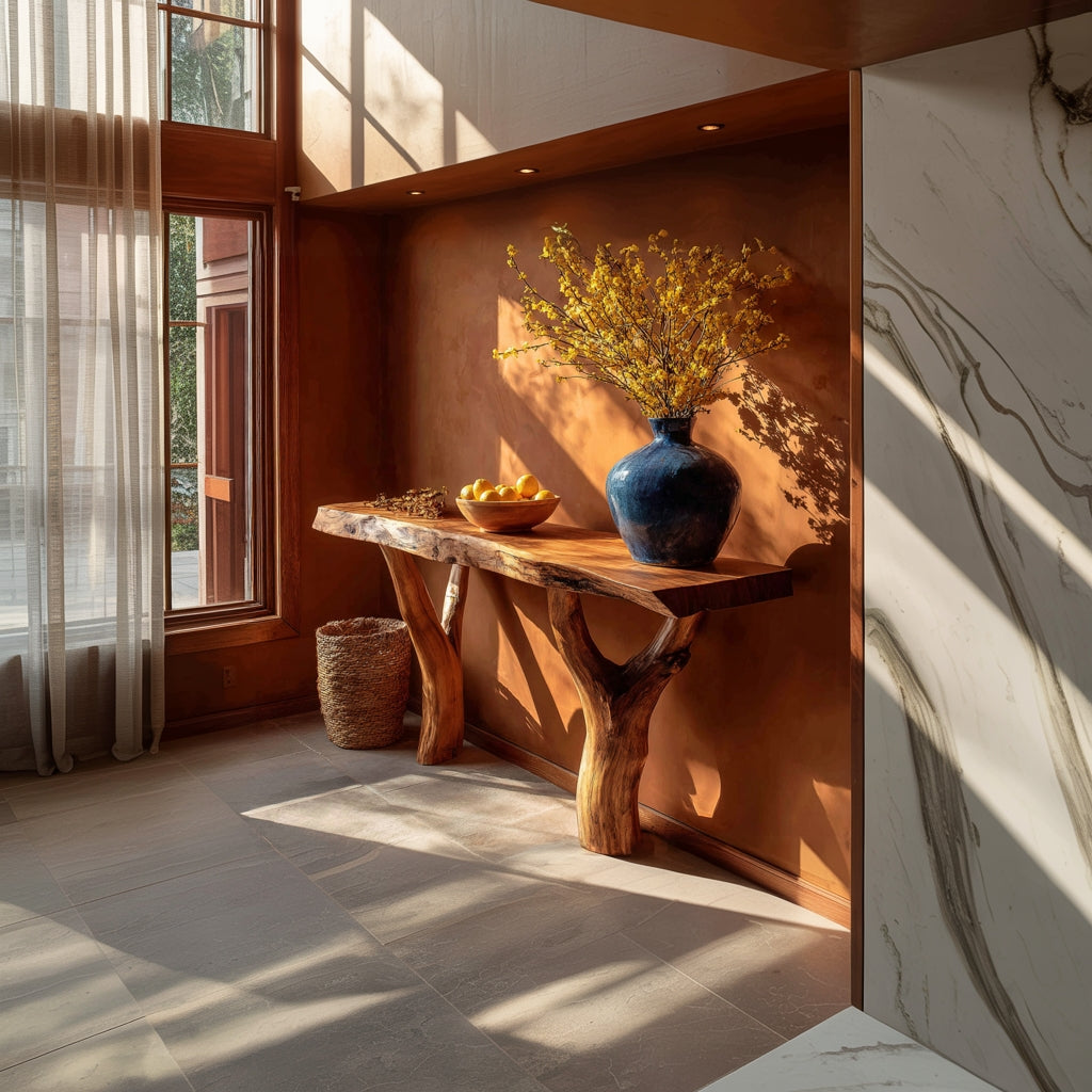 Rustic Console Table Sculptural Root Base Modern Gallery SINLKICS372