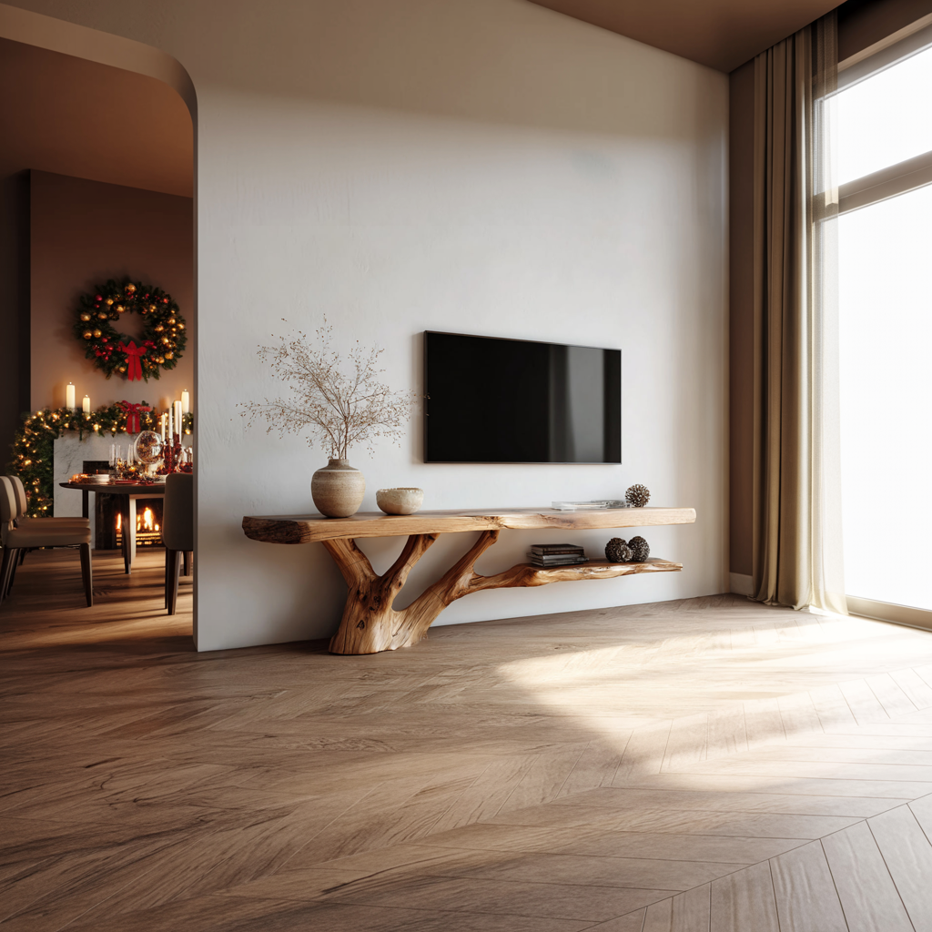 Mid Century Console Table Wood Backing Statement Luxury Showroom SINLKICS373