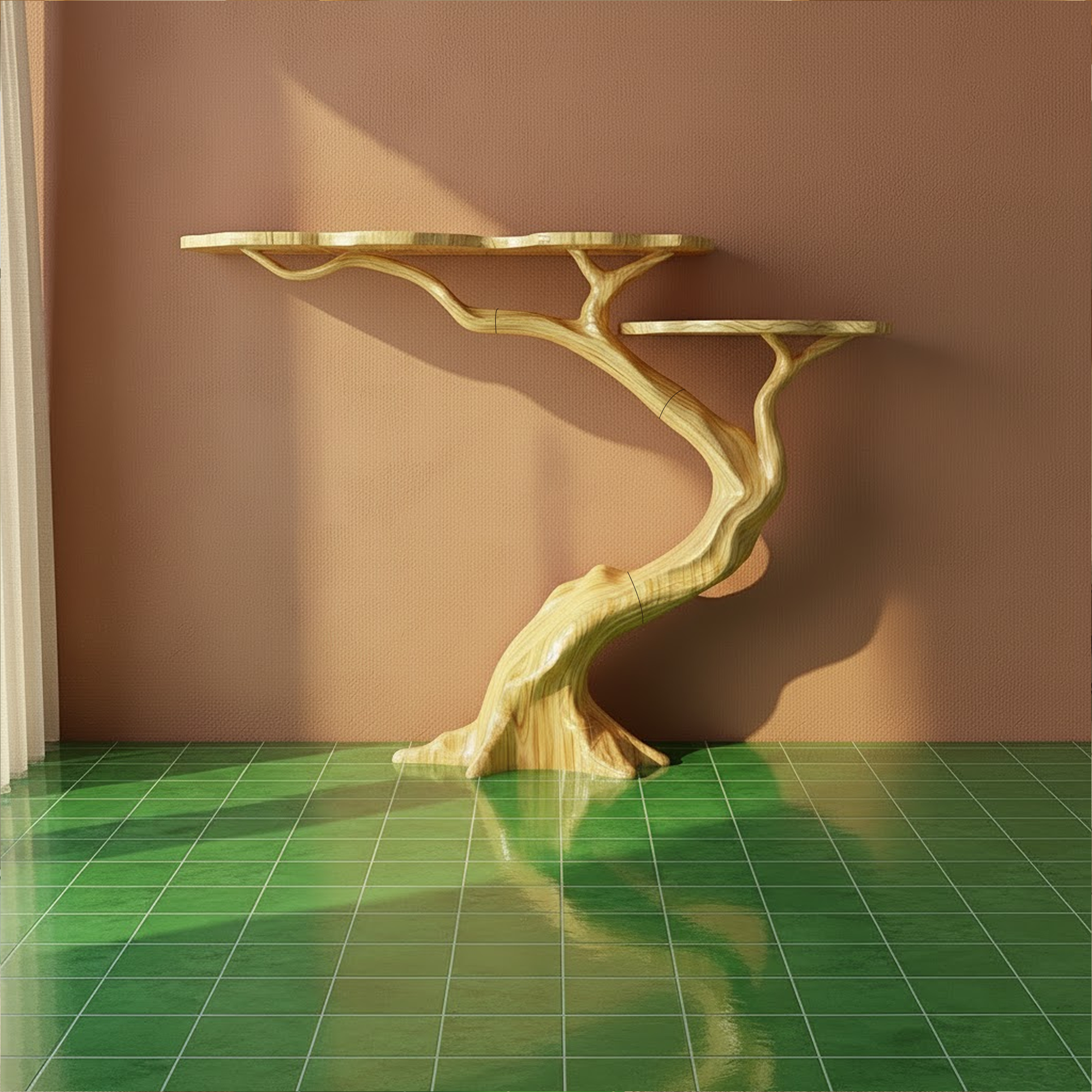 Mid Century Tree Base Console Table Home Entryway Decor SINLKICS388