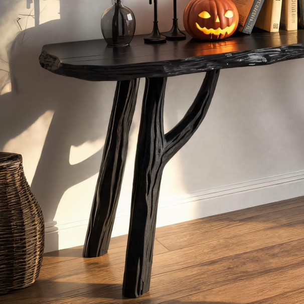 Halloween Gothic Wooden Console Table With Branch Legs For Living Room Or Entryway SITHTTHW003