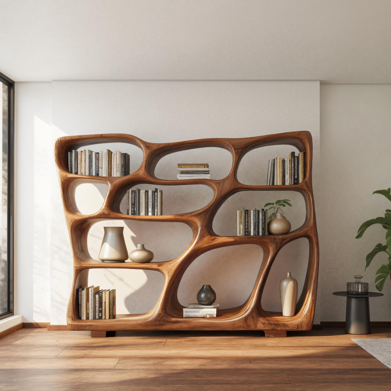Modern Bookshelf With Sculptural Open Design For Living Room SITHTTBS029