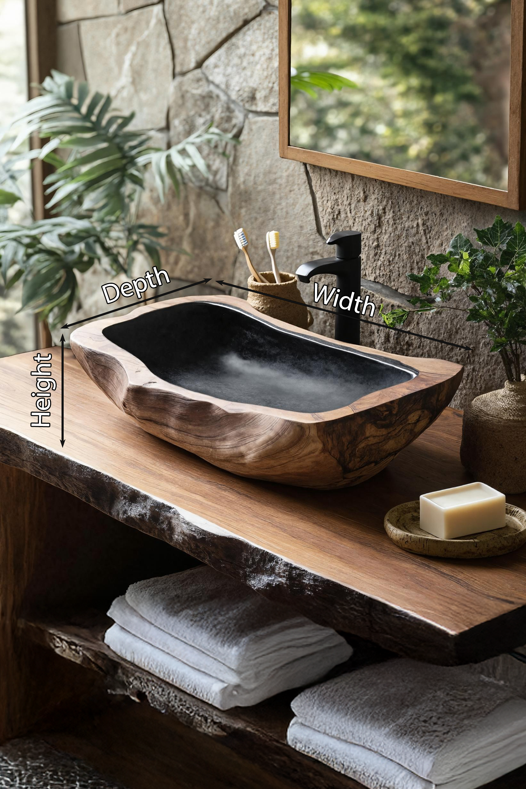 Farmhouse Rustic Wooden Vessel Sink For Home Bathroom SILDTTNVS027