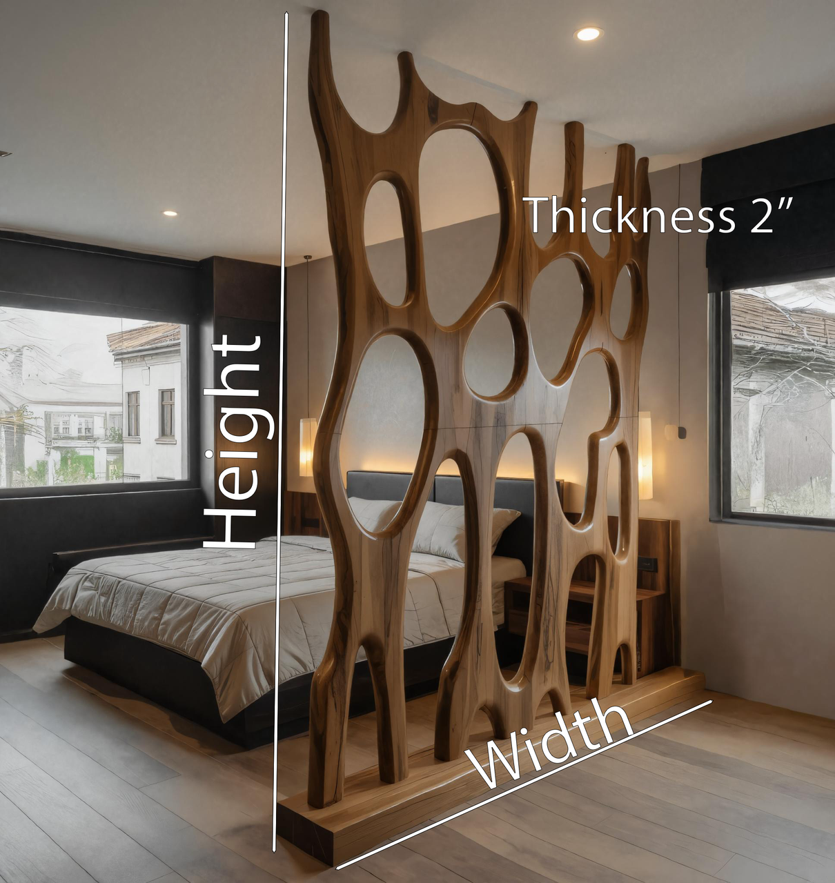 Modern Sculptural Wooden Room Divider For Bedroom Or Living Room SITHHNDVR002