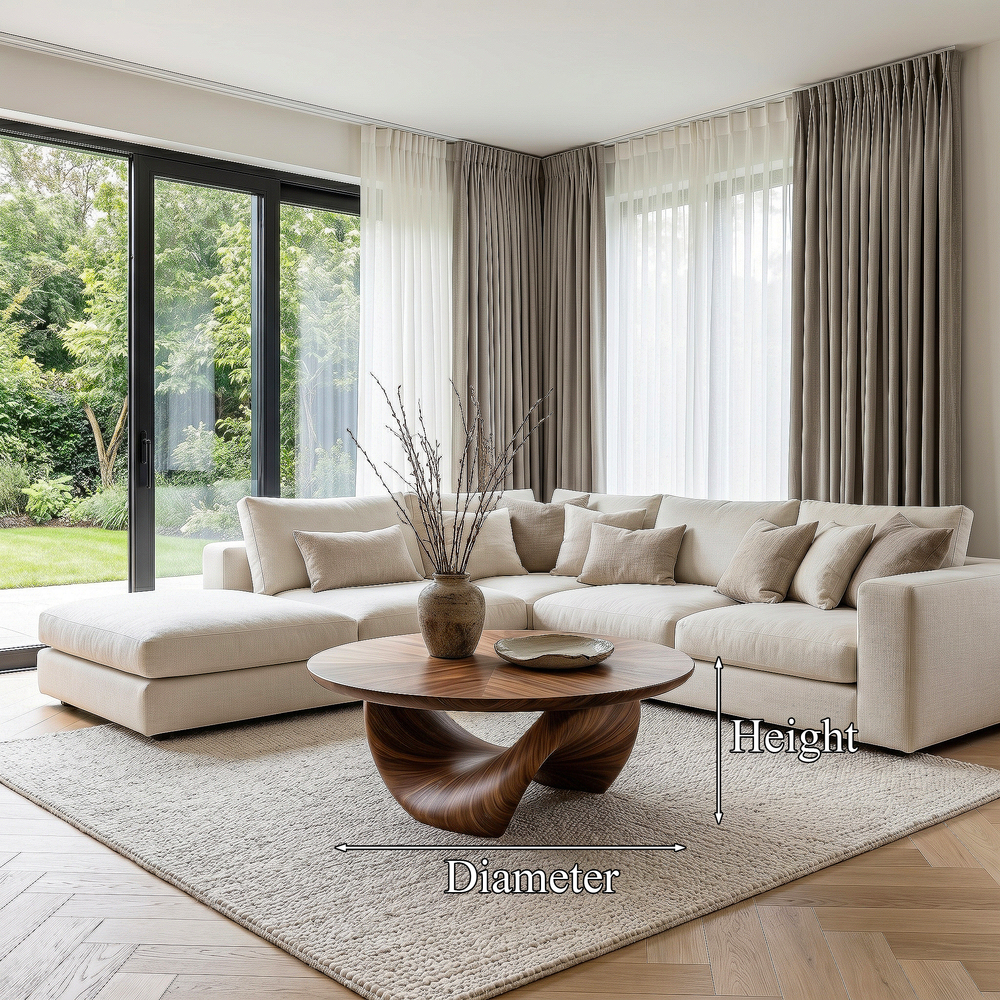 Organic Coffee Table With Sculptural Twisted Wood Base For Living Room SINLHACF367