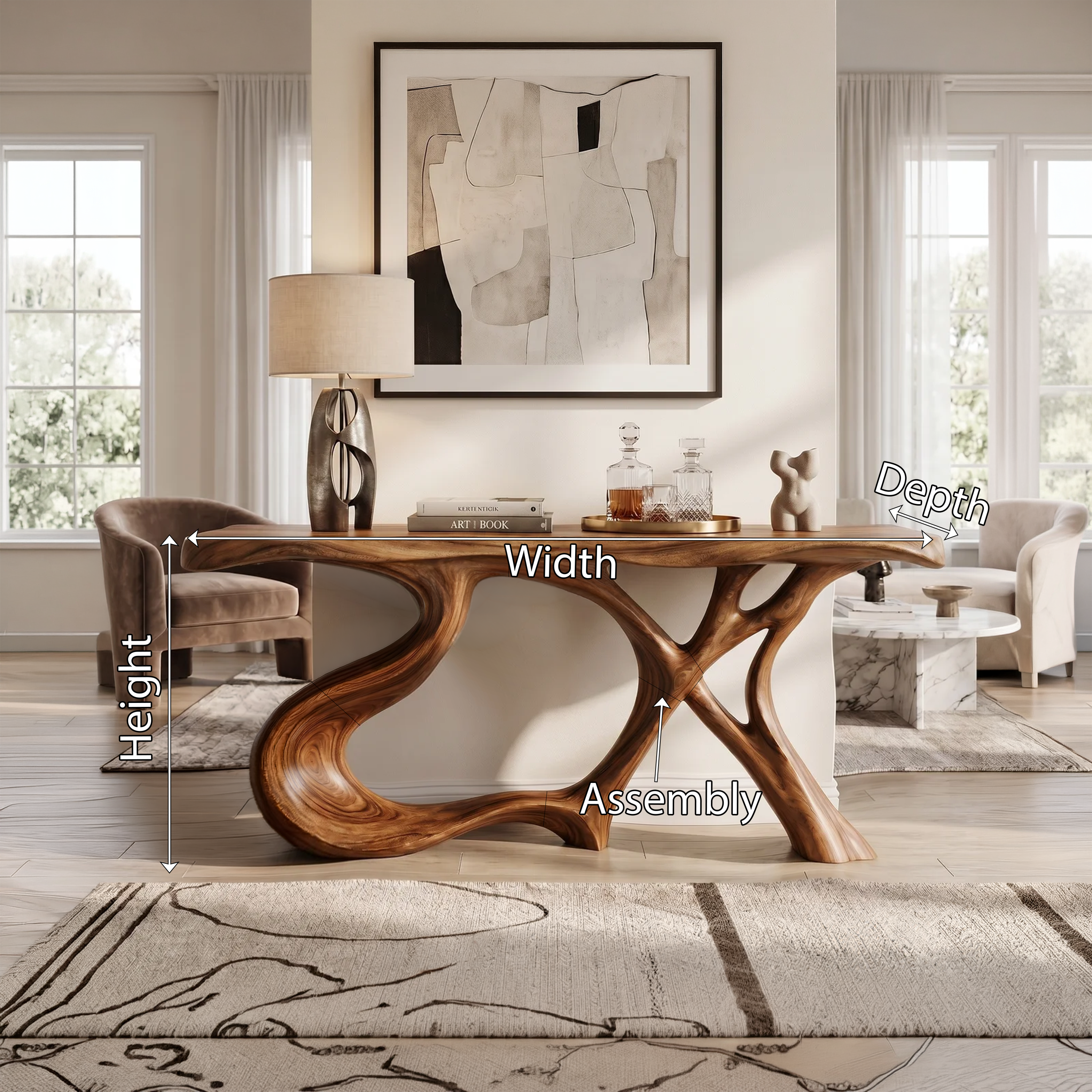 Organic Root Base Console Table Luxury Living Room SILDTTRCS104