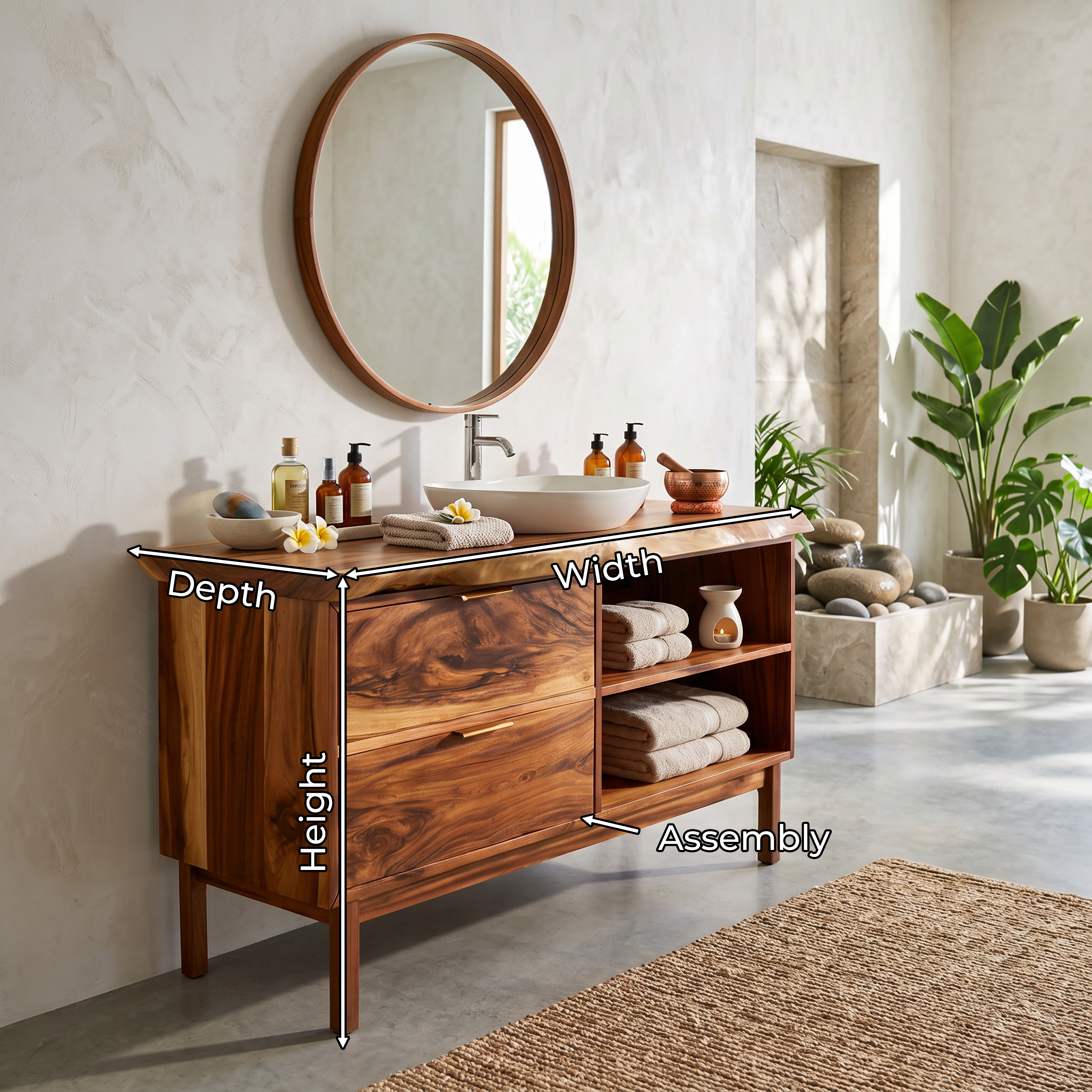 Handmade Wood Sink Cabinet For Powder Room SILDTTRBRV166
