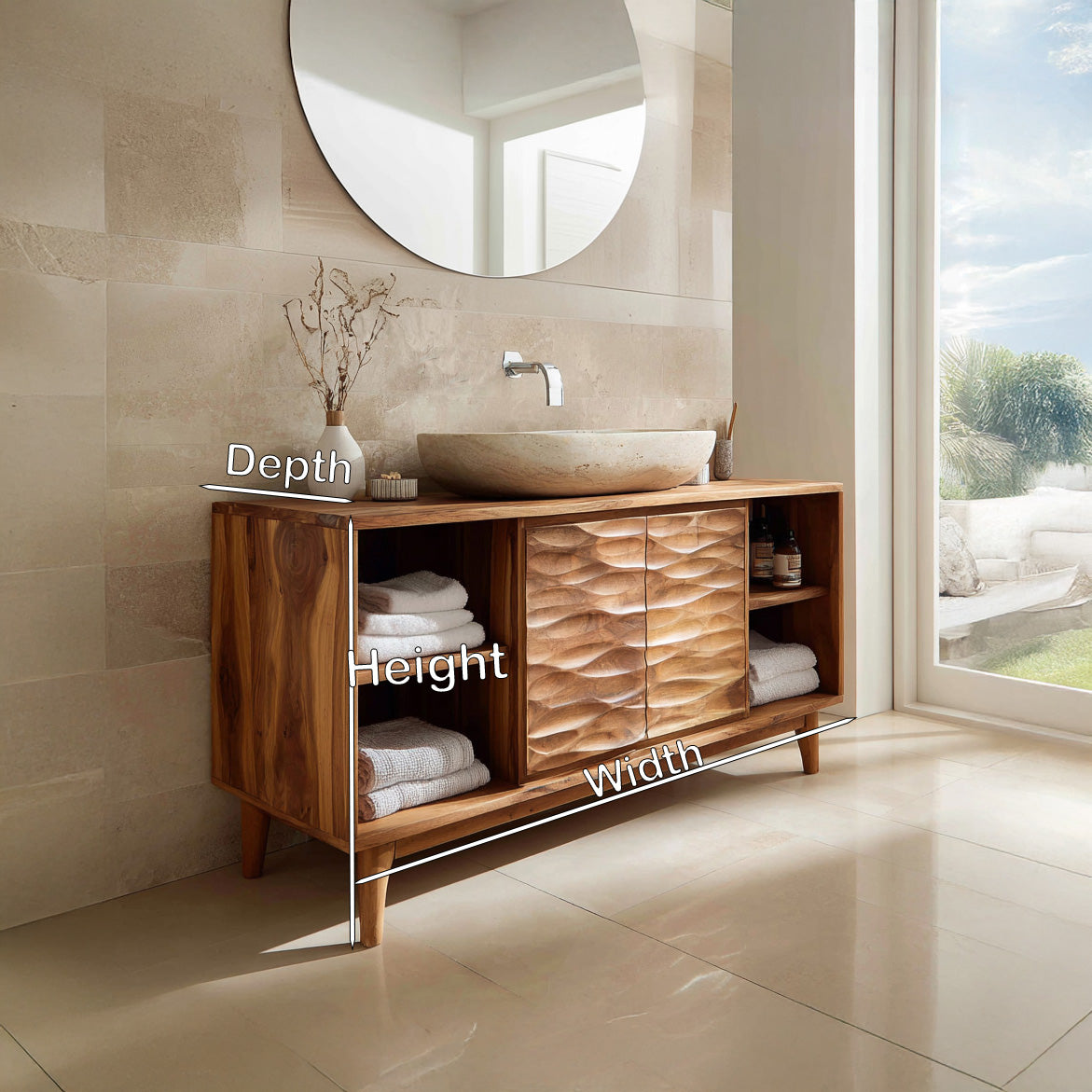 Modern Wave Bathroom Vanity Open Shelf For Bathroom RTTHHNBRC015