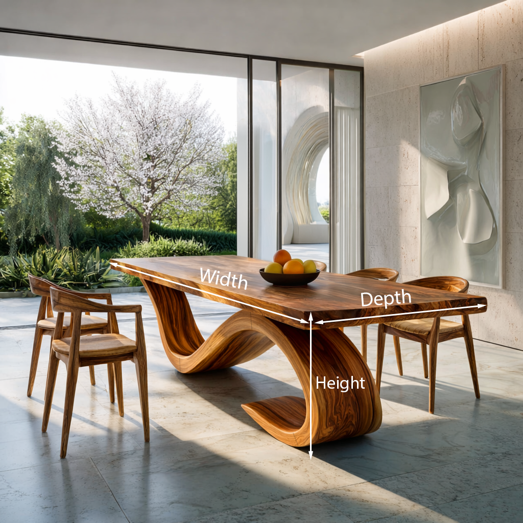 Modern Wooden Dining Table With Curved Base For Dining Area RTTHTTDN055