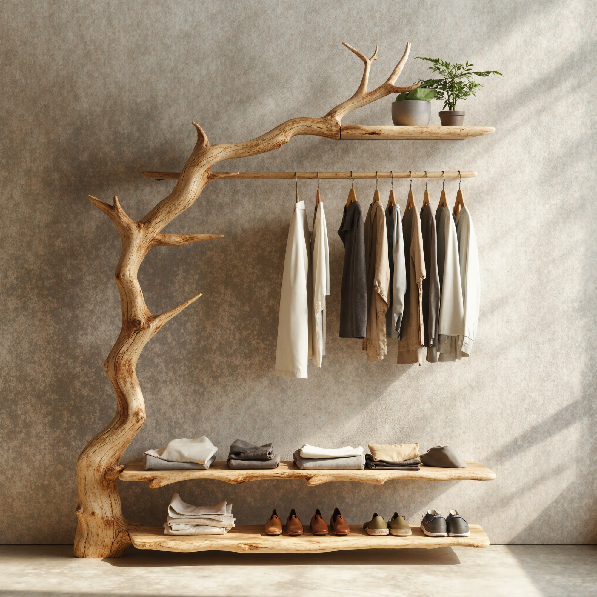 Rustic Standing Coat Rack Wall Clothes Rack Tree Branch Coat Rack SINLTB095