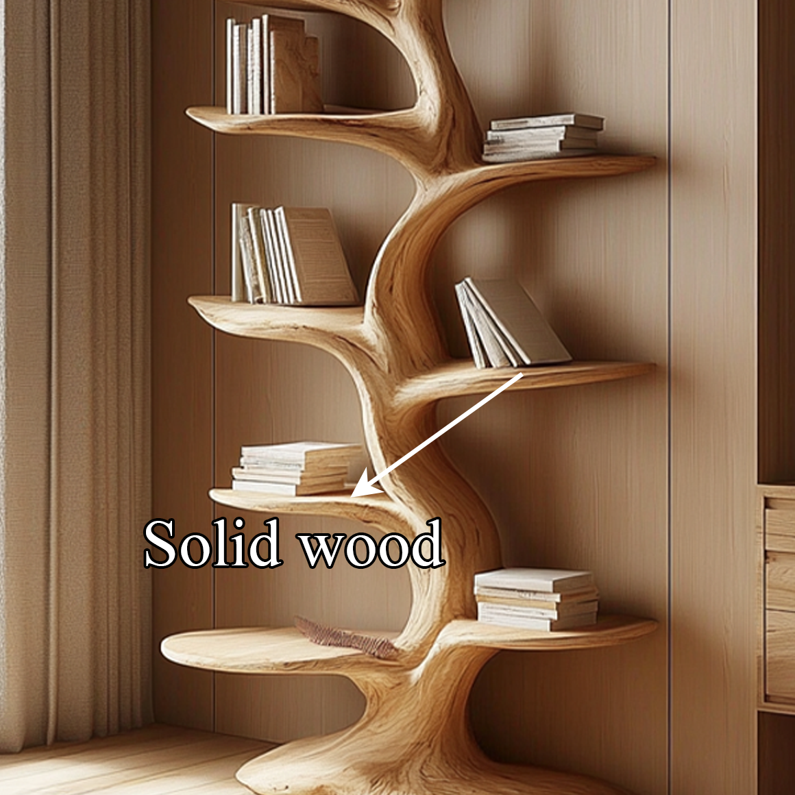 Rustic Tree Bookshelf Living Room Large Wall Unit SINLSATB318