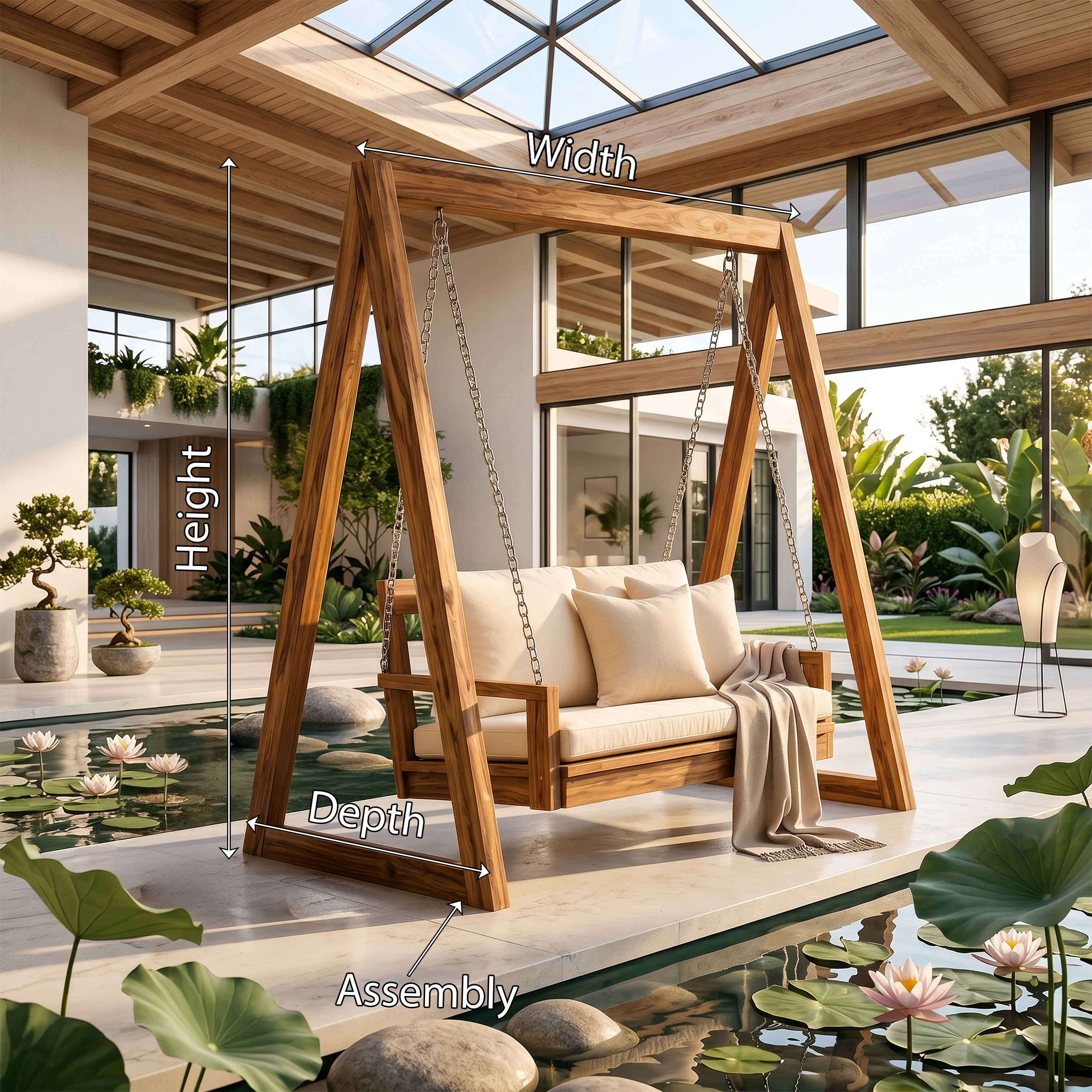 Luxury Wooden Swing Sofa Water Garden Retreat SILDTTRSWI010