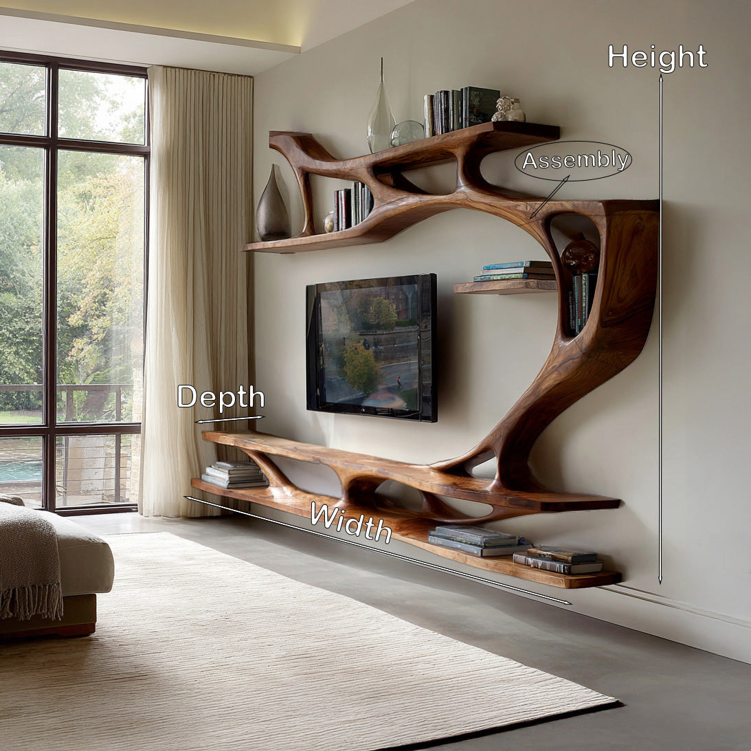 Organic Modern Sculptural Wall TV Shelf For Living Room RTTHHNTVC090