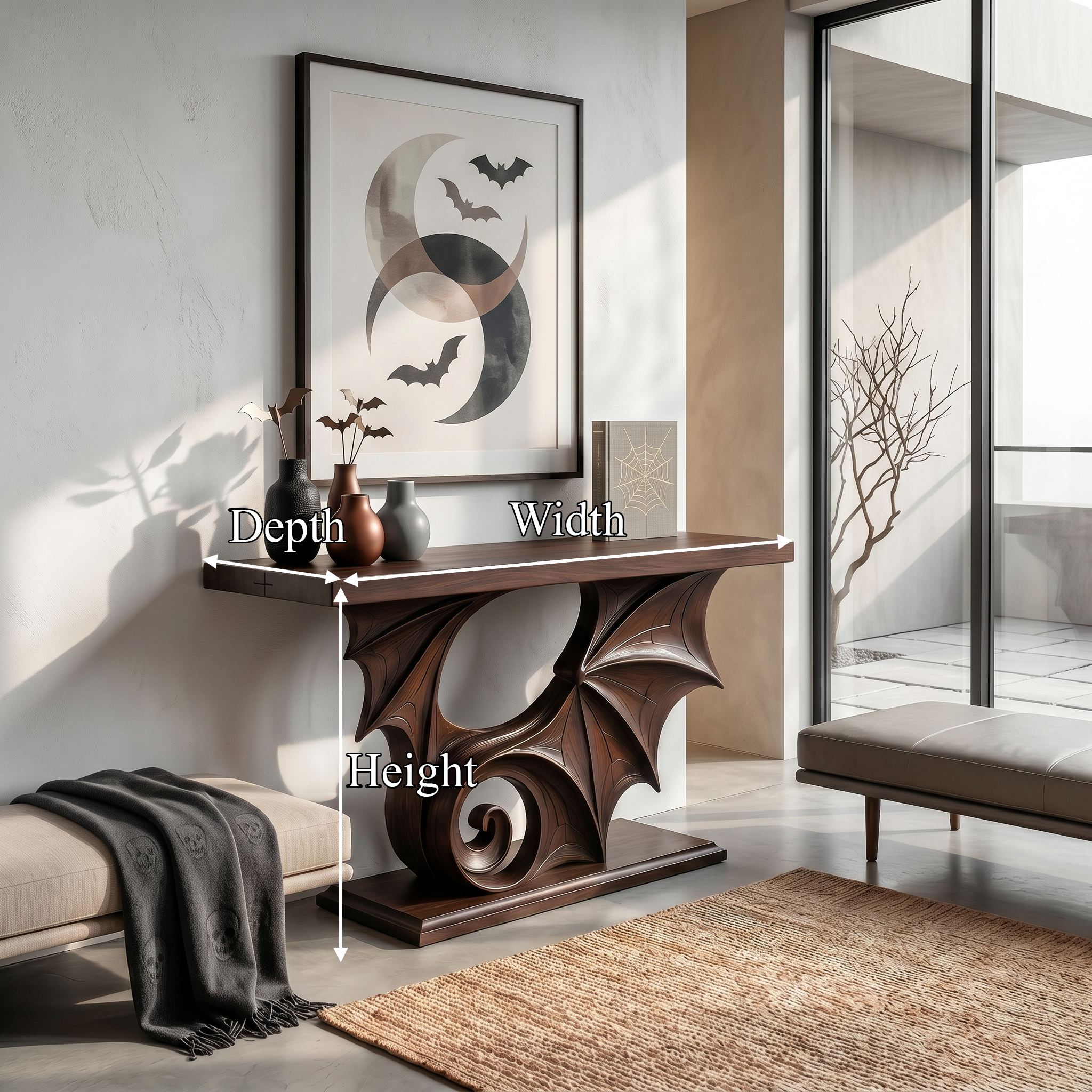Sculptural Console Table Handcrafted Gothic Style For Entryway Hallway SINLSACS679