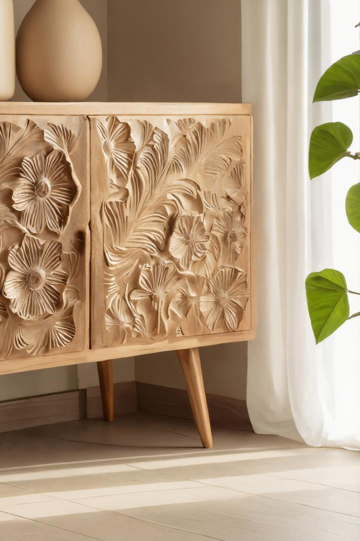 Handcrafted Floral Cabinet For Living Room Or Dining Room SITHHNSIB006