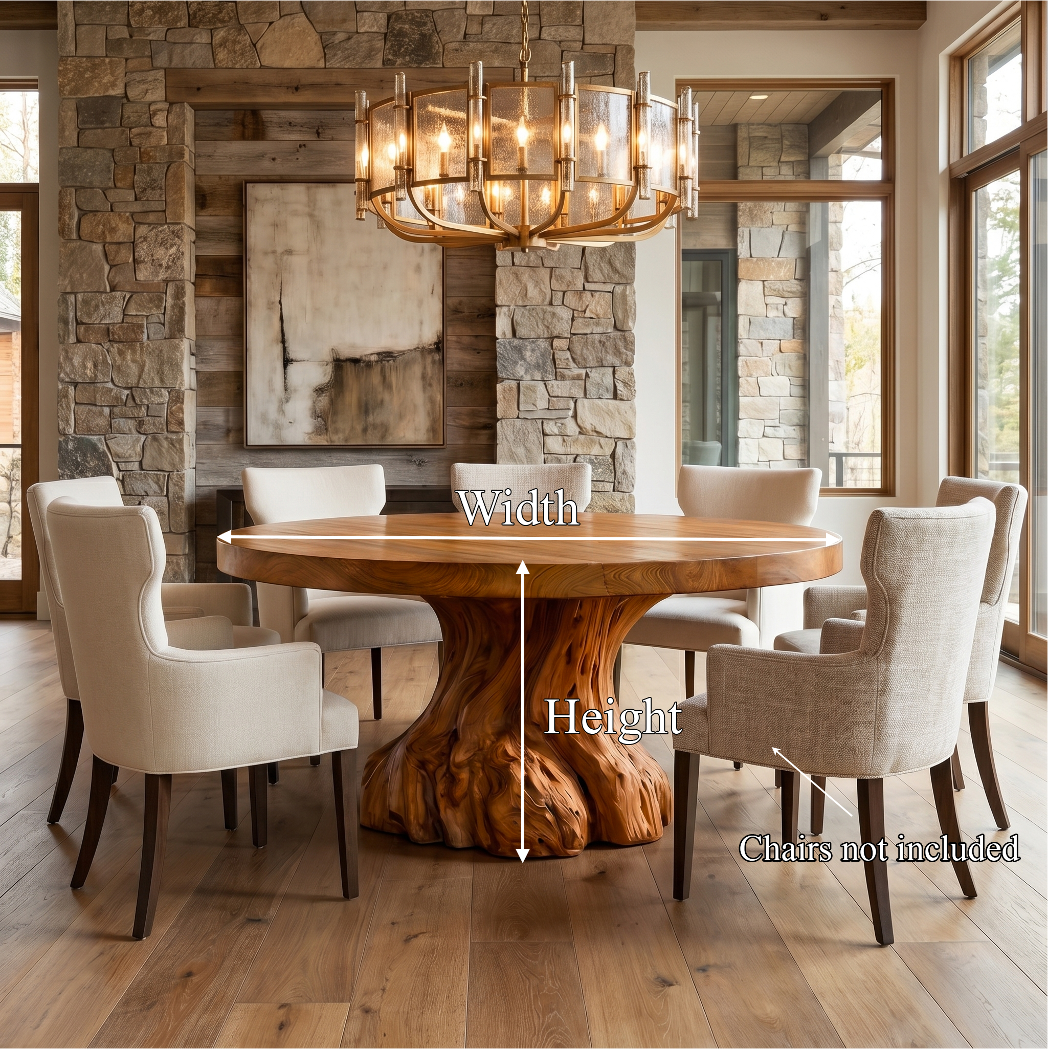 Rustic Tree Root Round Dining Table For Dining Room And Kitchen SINLSADT176
