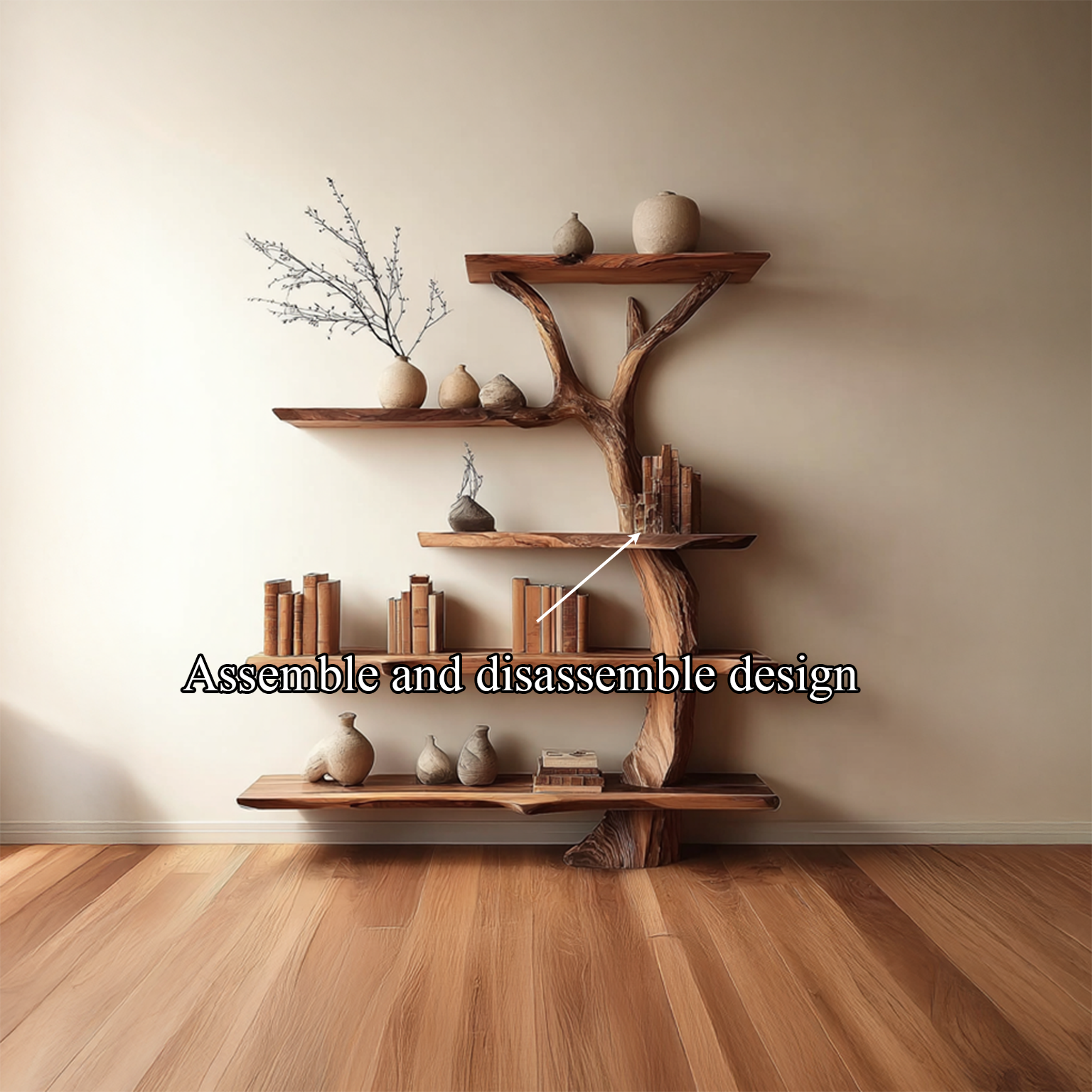 Midcentury Tree Bookshelf Office Entry SINLSATB218