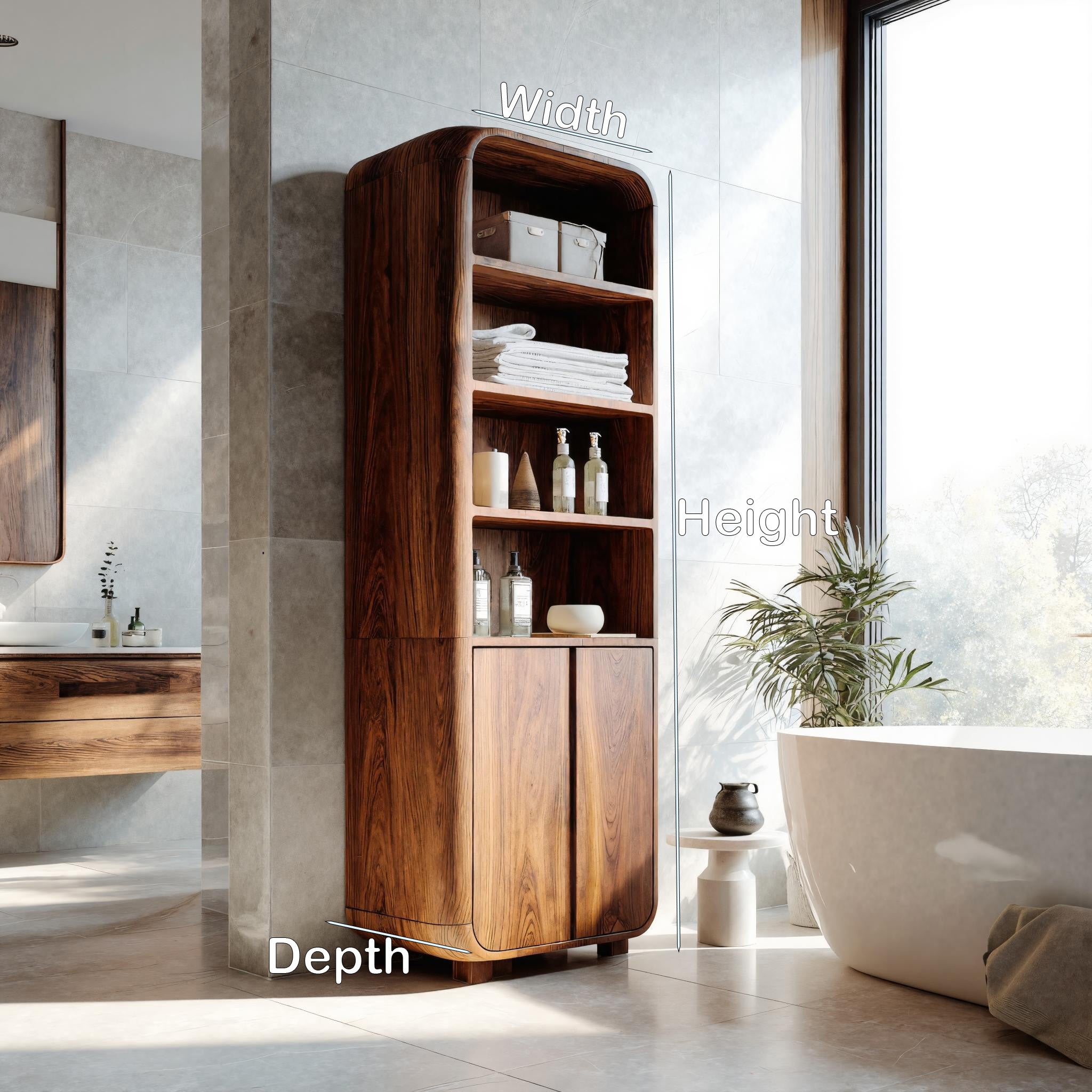 Modern Bathroom Cabinet With Rounded Edges For Spa Decor RTTHHNBRC031