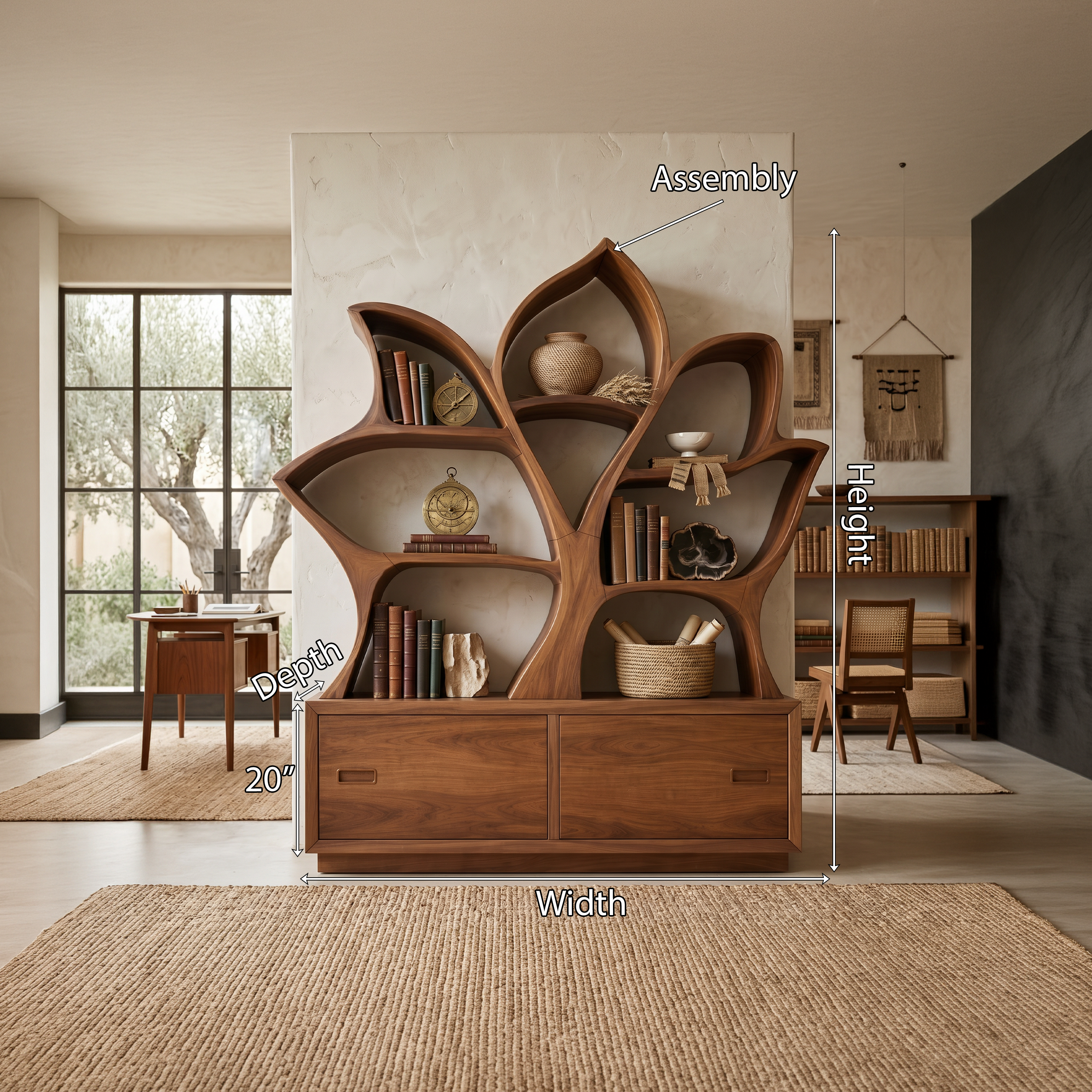 Mid Century Library Bookshelf For Contemporary Living Room SILDTTNBS044