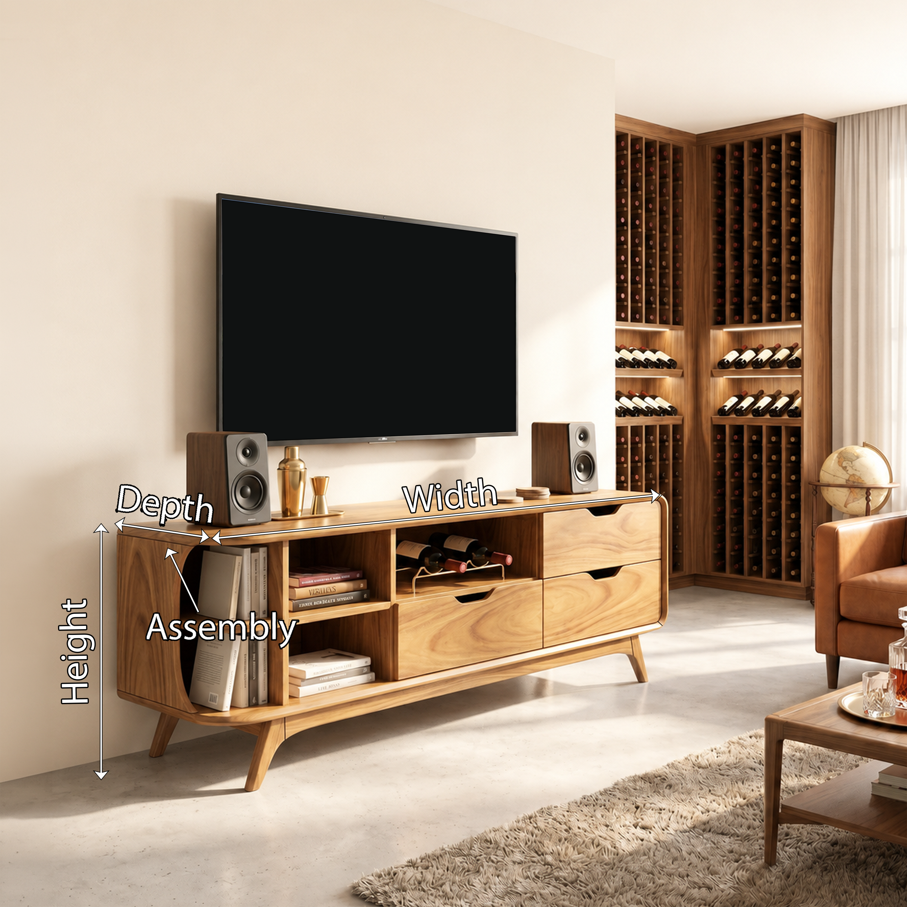 Mountain Carved Media Console For Rustic Living Room SILDTTRTVC078