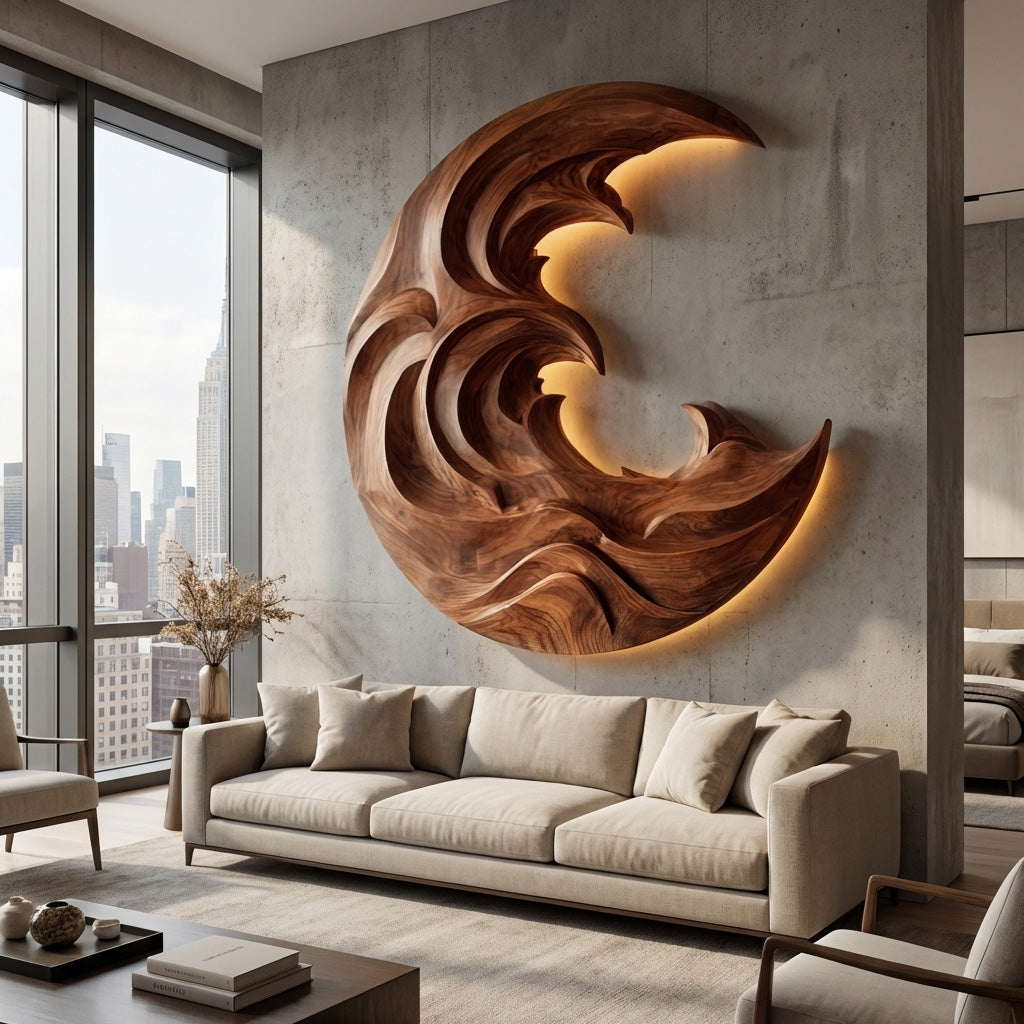 Organic Modern Wood Wave Wall Art For Living Room RTTHHNWA166