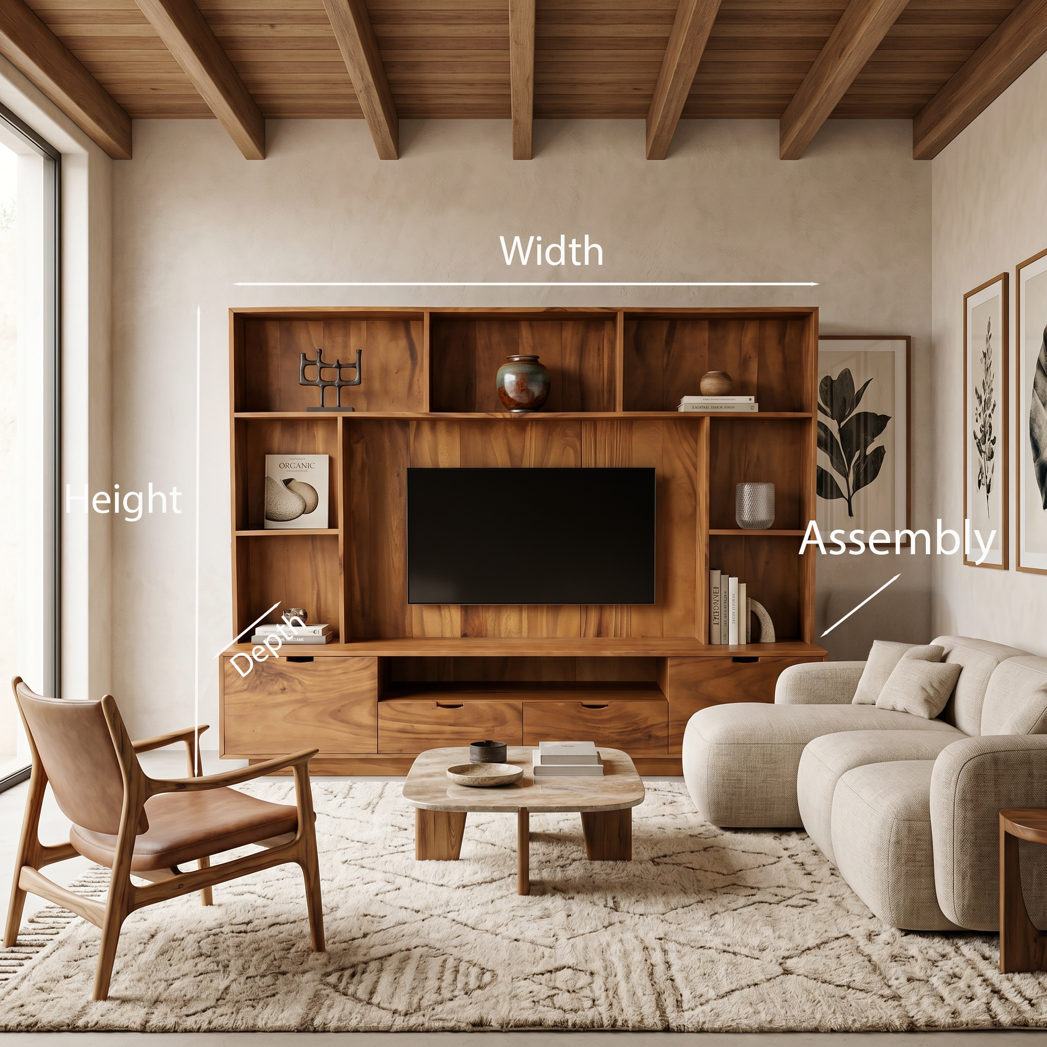Modern TV Wall Unit With LED Shelves For Living Room SITHTTTVC013