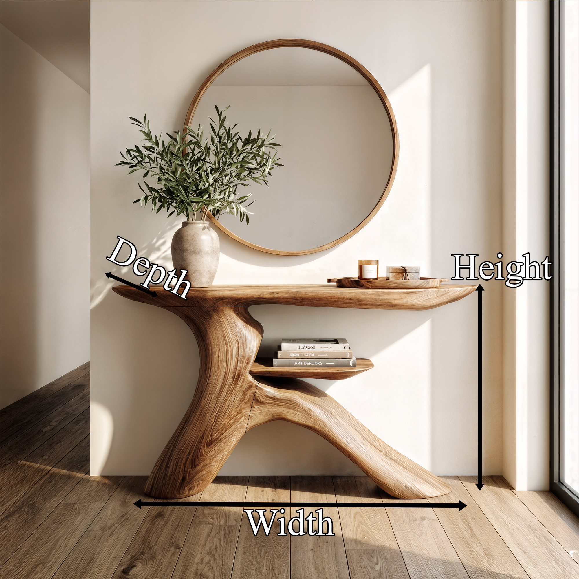 Minimalist Console Table Natural Wood Entryway Living Room SINLKICS533