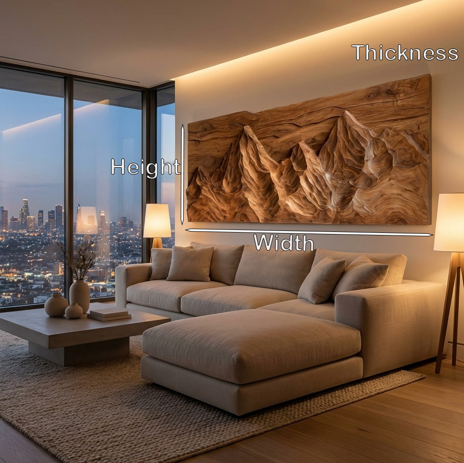 Contemporary Sculptural Wood Wall Art Mountain Design For Living Room RTTHHNWA173