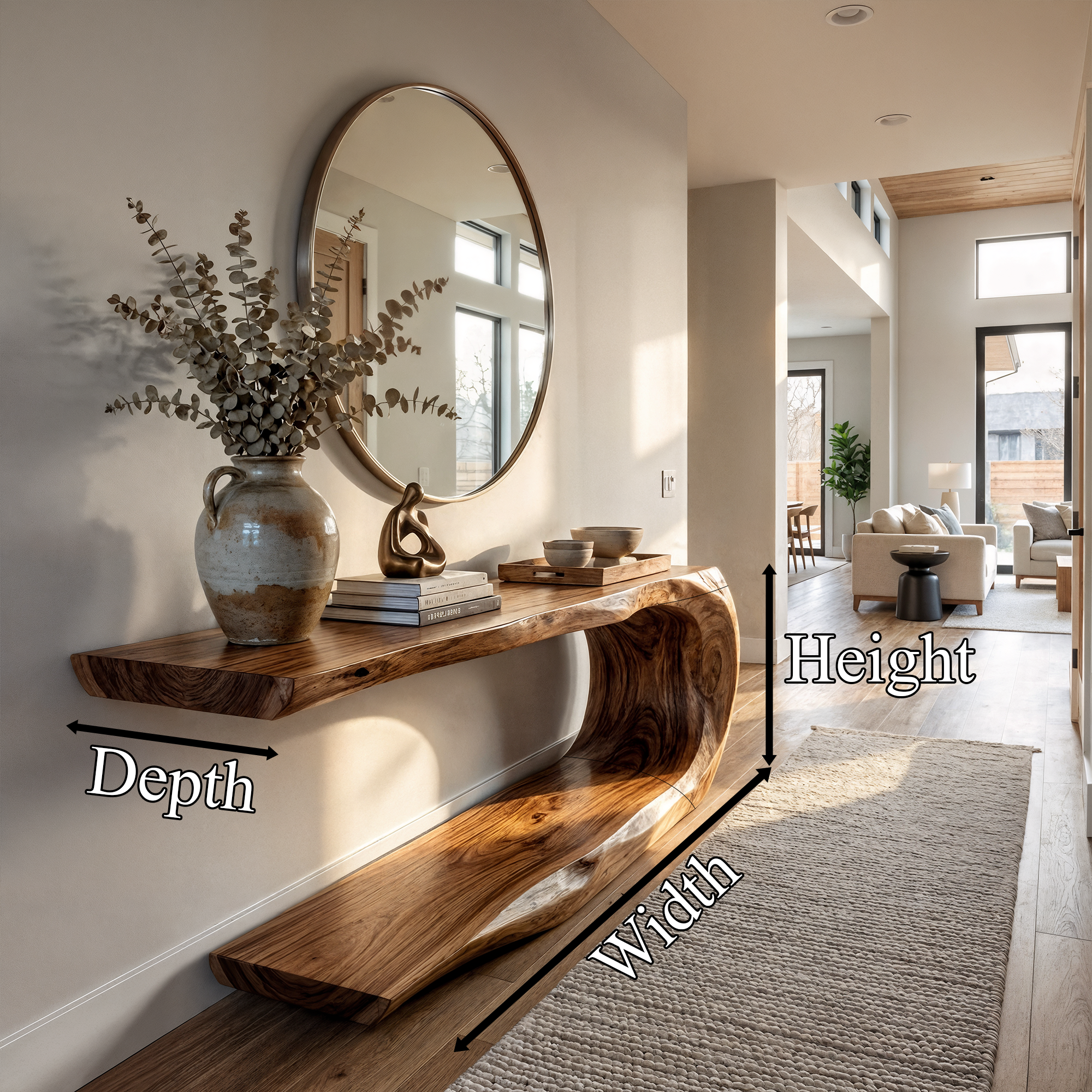Rustic Console Table Natural Wood Entryway Living Room SINLKICS534