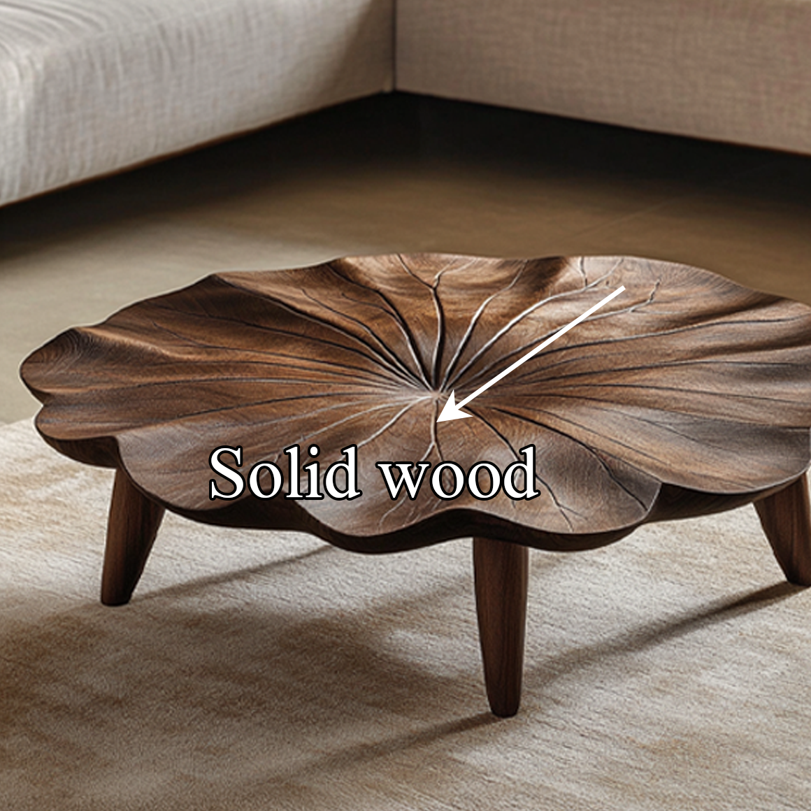 Mid Century Curved Edge Round Coffee Table Living Room Family Room SINLSACF190