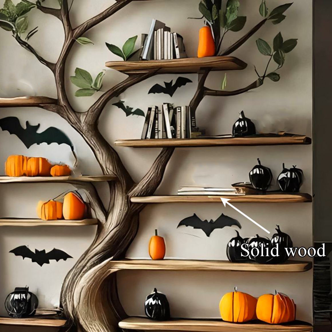 Rustic Wooden Tree Bookshelf Home Office Halloween Decor SINLSAHW002